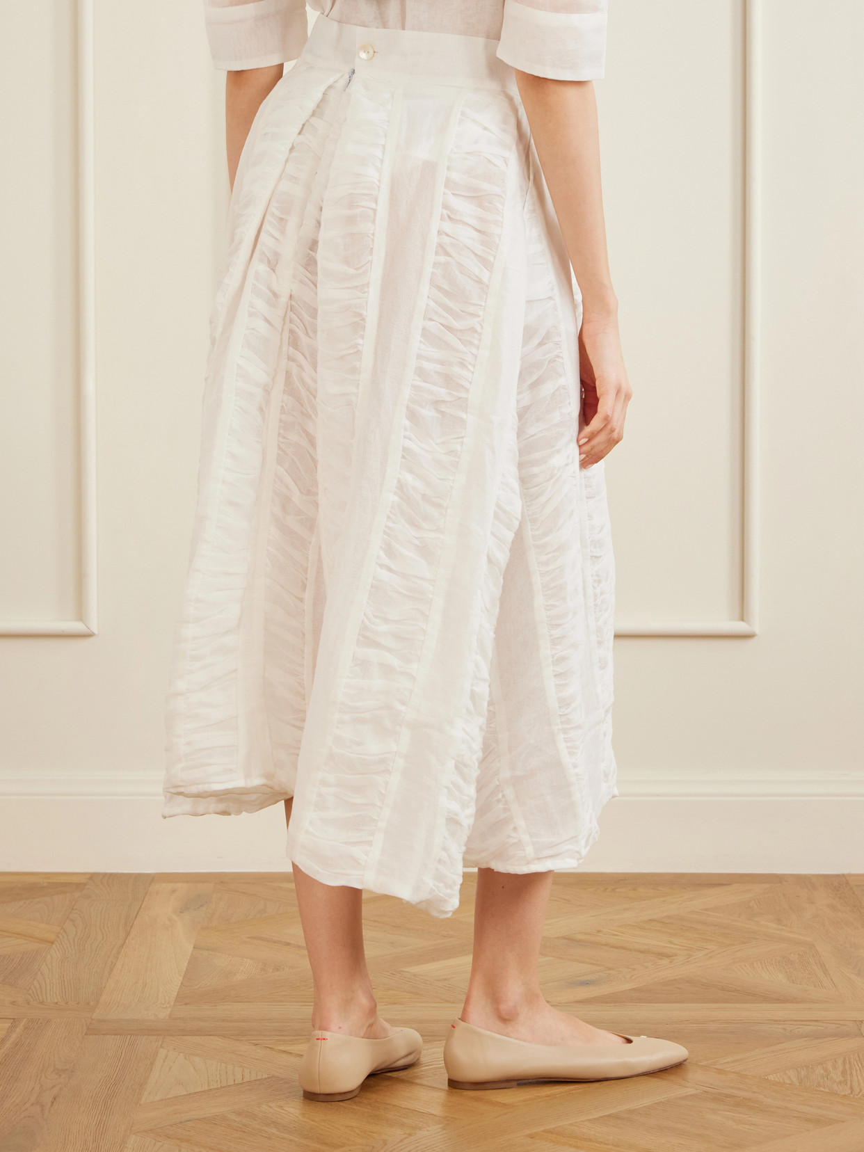 Wynona Ruched Cotton-Gauze Midi