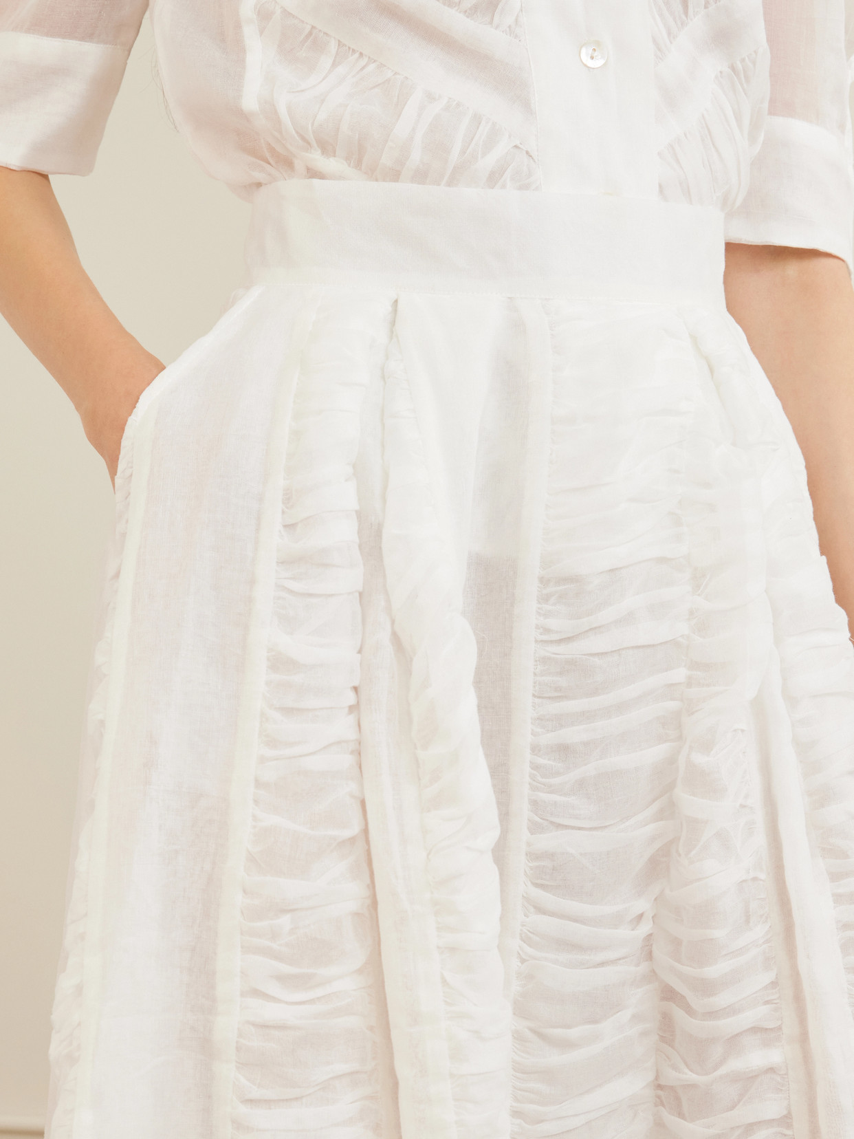 Wynona Ruched Cotton-Gauze Midi