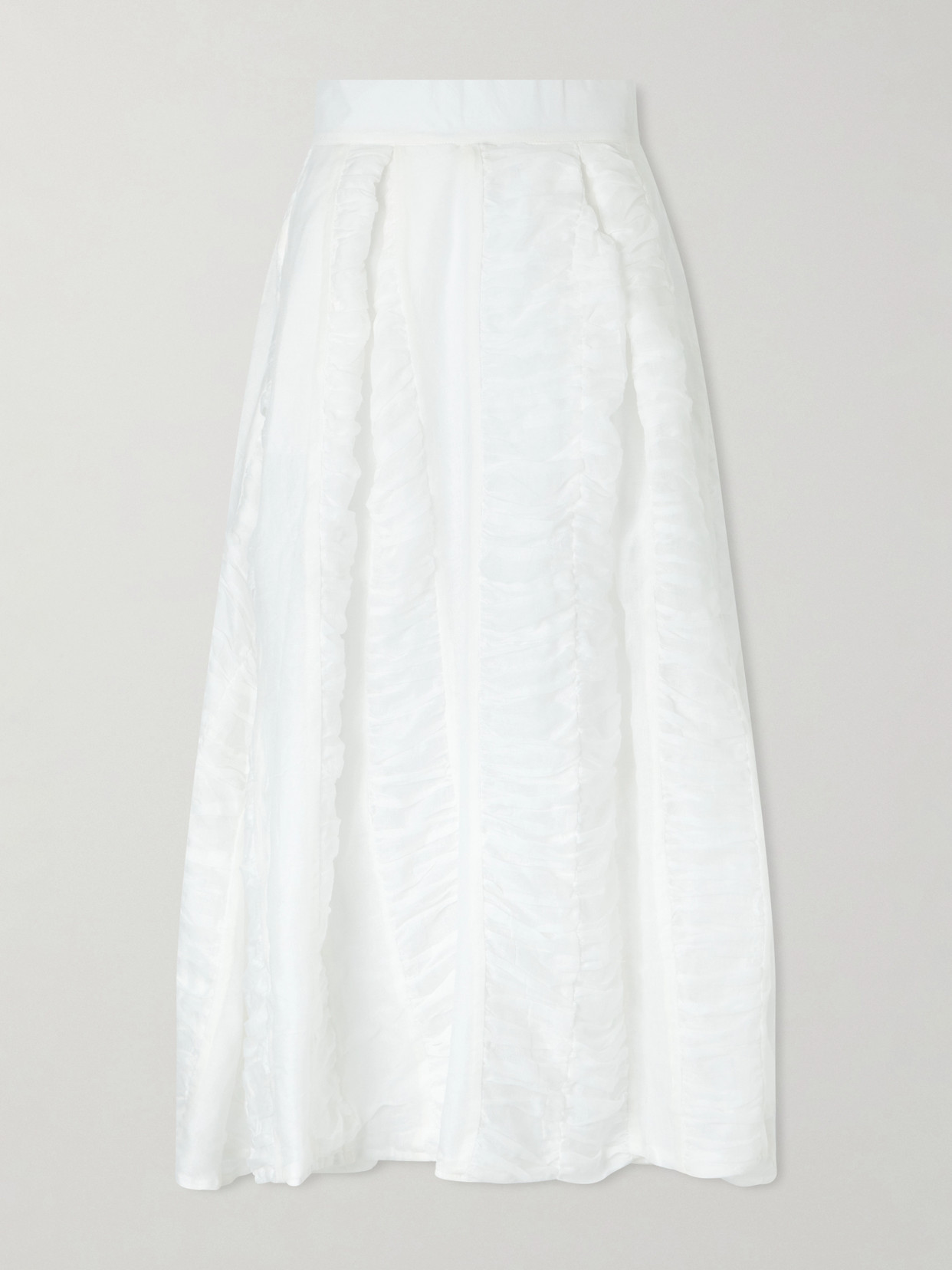 Thierry Colson Wynona Ruched Cotton-gauze Midi Skirt In White