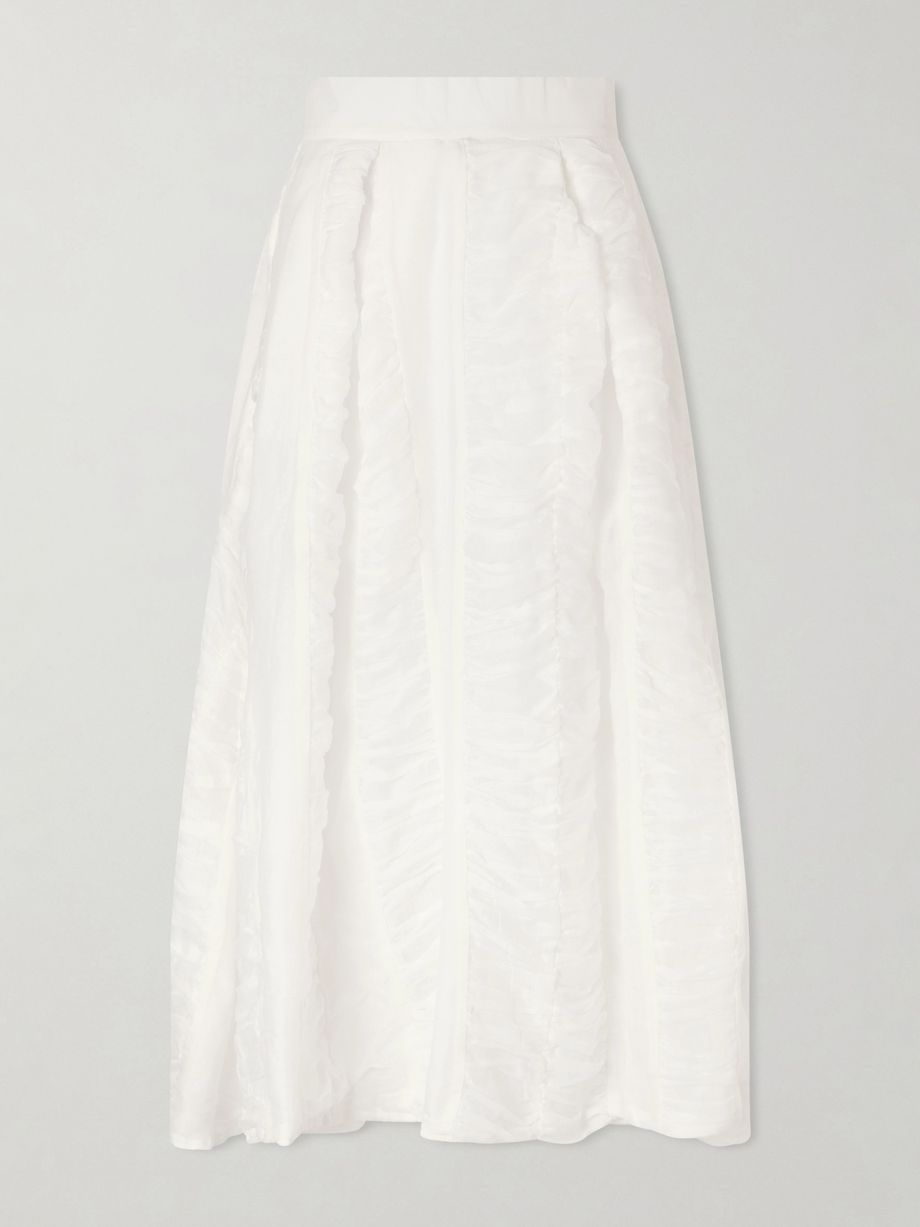 Wynona ruched cotton-gauze midi skirt