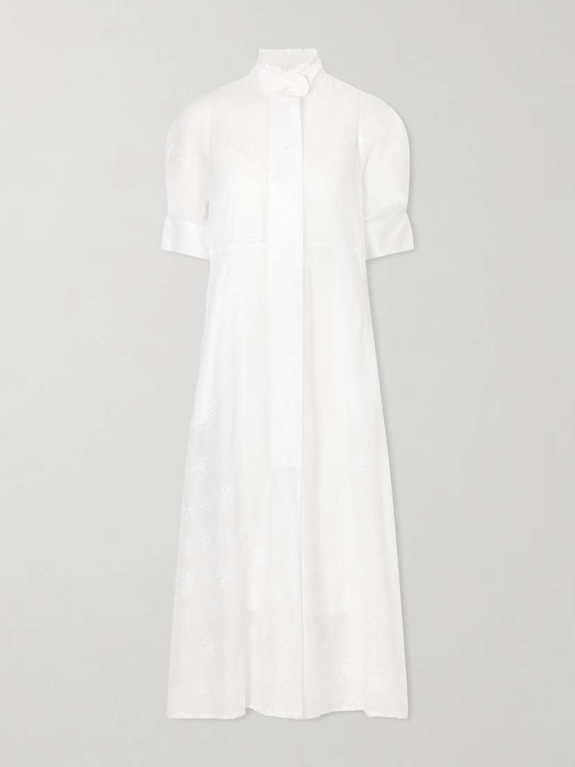 Thierry Colson Venetia Ruffled Broderie Anglaise Cotton Midi Dress