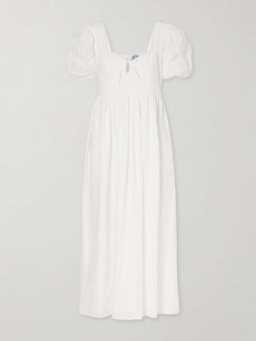 Thierry Colson Calliope Embroidered Cotton Midi Dress