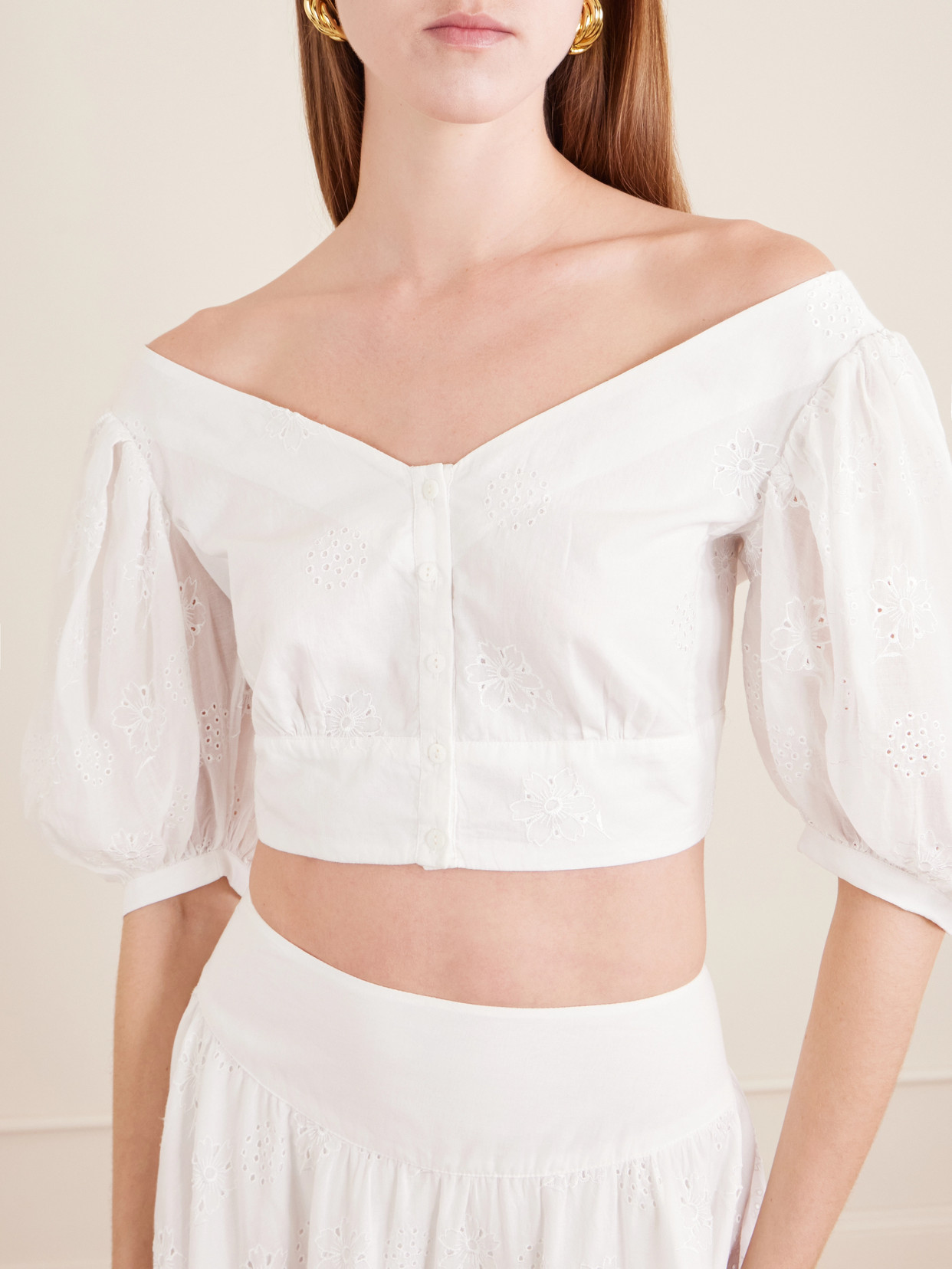 Clara Embroidered Cotton-Voile Blouse