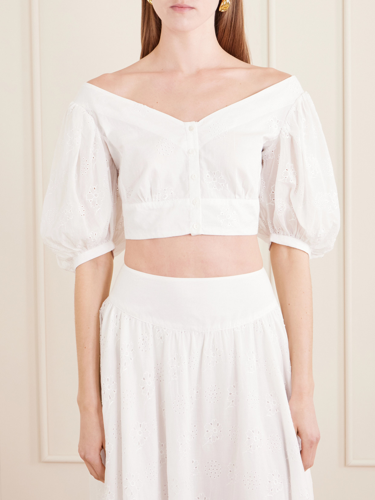 Clara Embroidered Cotton-Voile Blouse