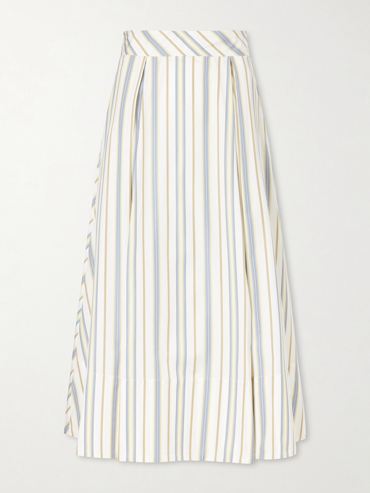 Thierry Colson Wynona Pleated Striped Cotton-gabardine Midi Skirt In Multi