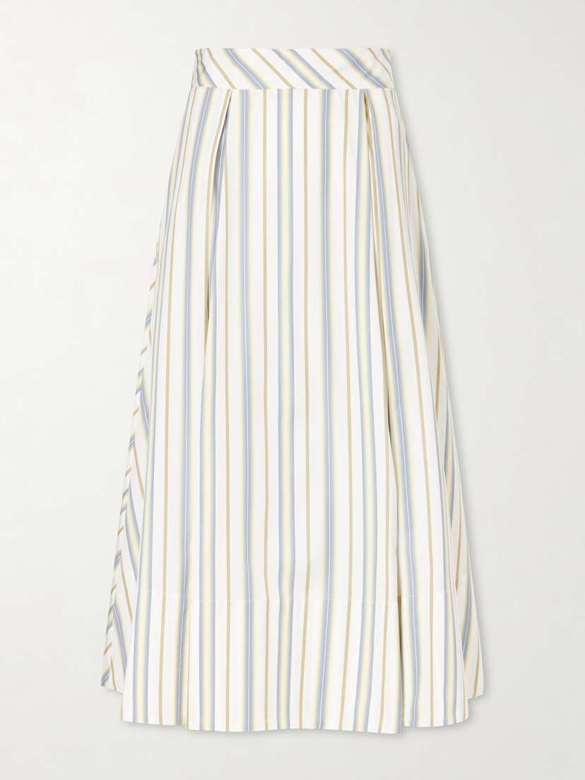 Thierry Colson Wynona Pleated Striped Cotton-gabardine Midi Skirt | Thumbnail 6 Thierry Colson Wynona Pleated Striped Cotton-gabardine Midi Skirt | Thumbnail 6