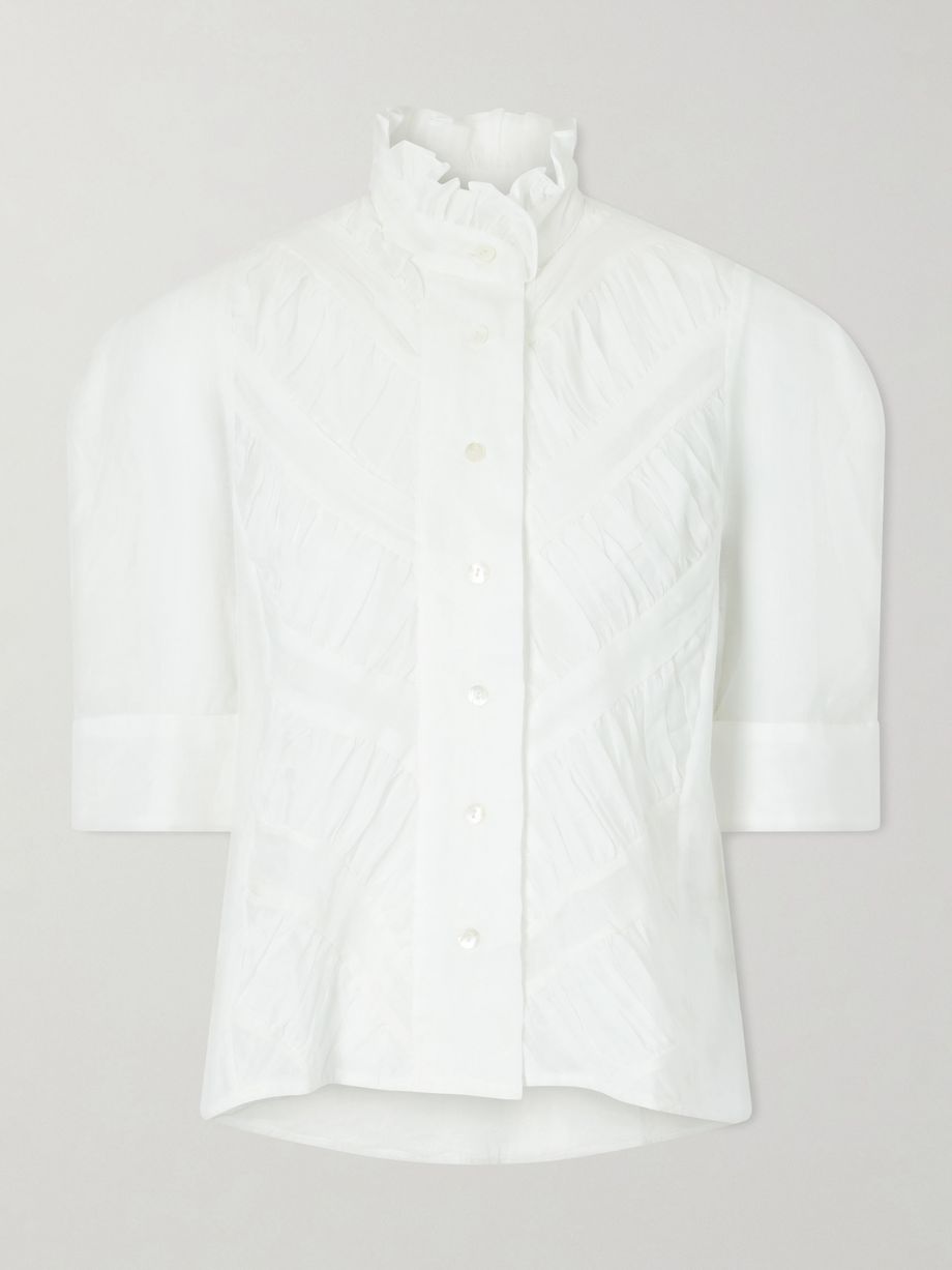 Vita ruffled pleated cotton-gauze shirt