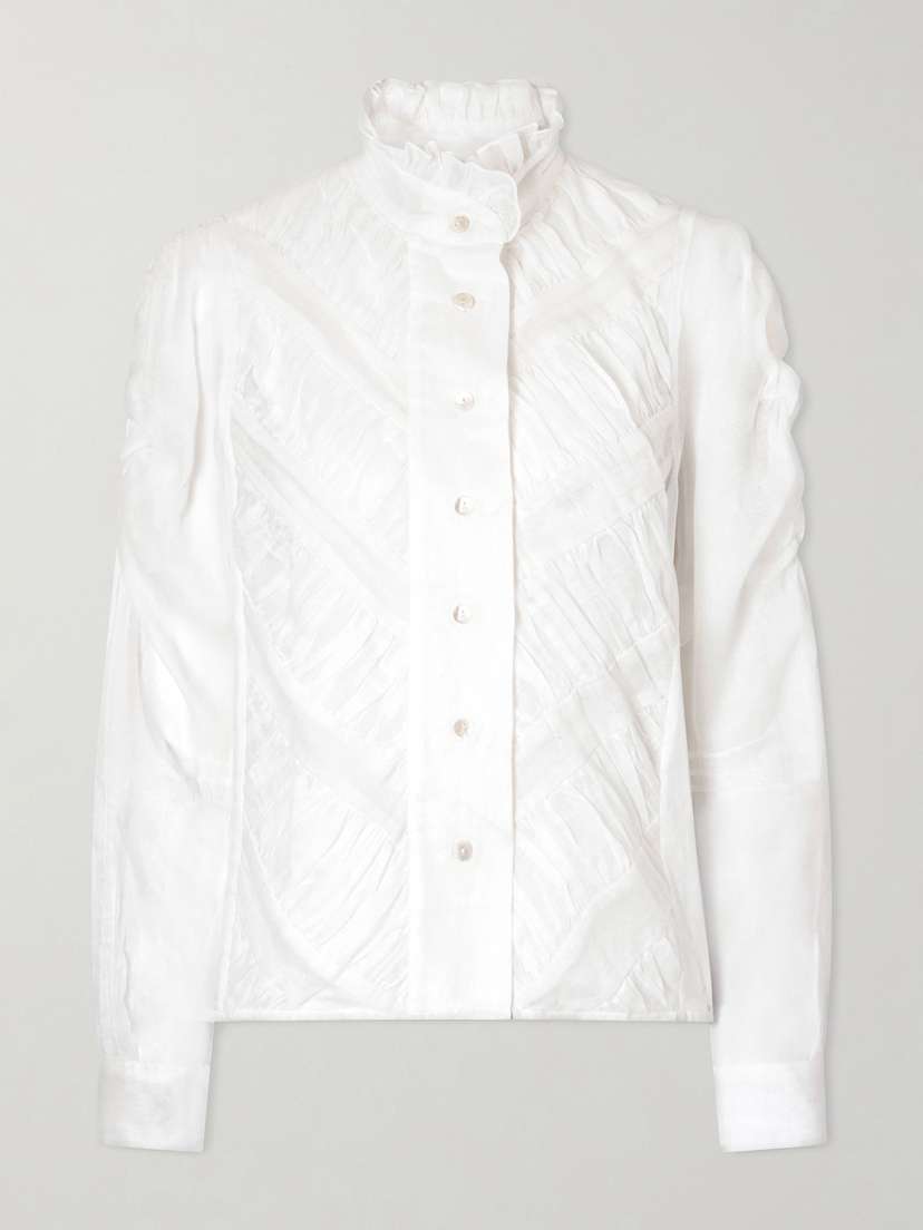 Thierry Colson Wind Ruffled Ruched Cotton-voile Blouse | Thumbnail 7 Thierry Colson Wind Ruffled Ruched Cotton-voile Blouse | Thumbnail 7