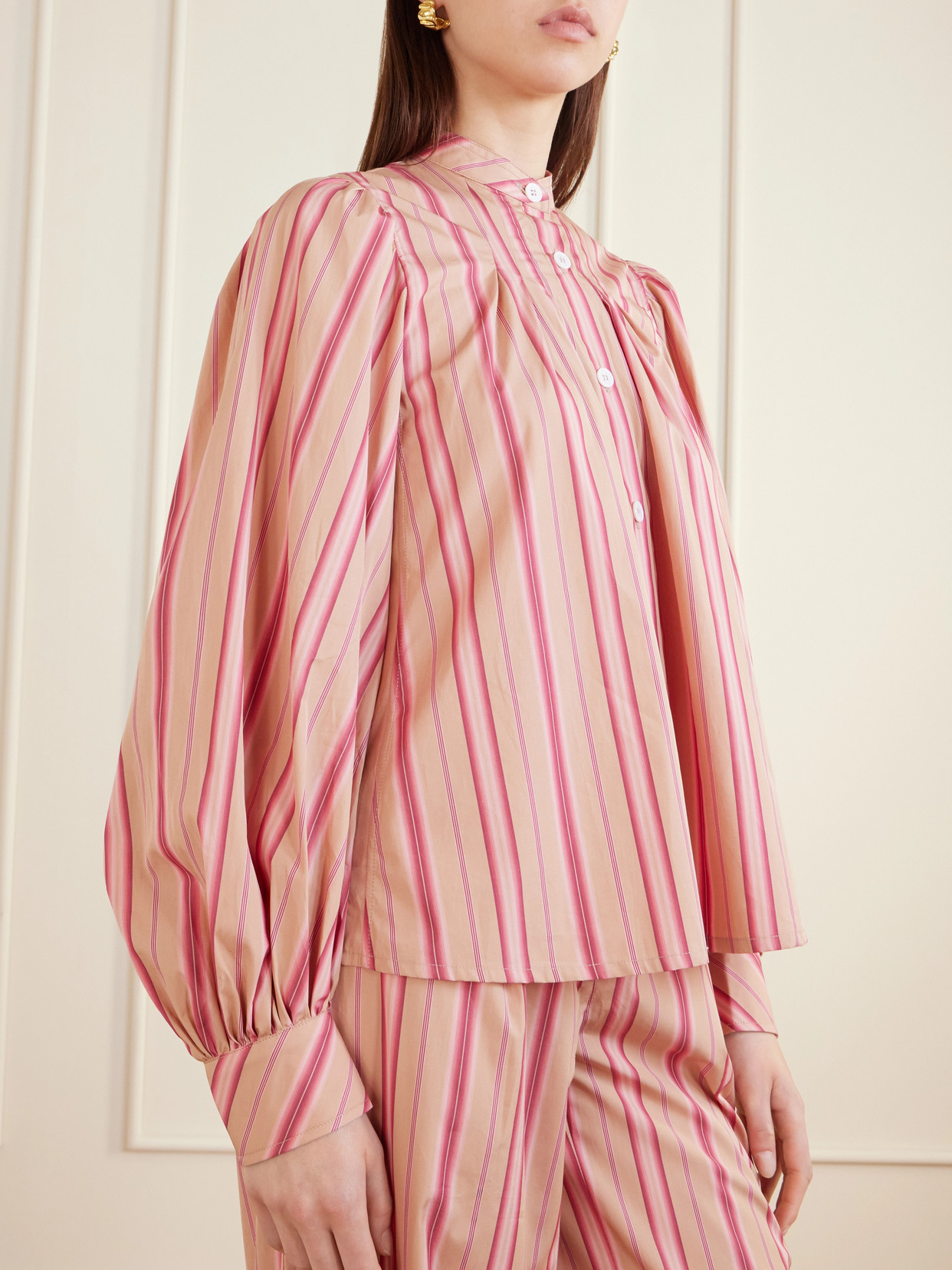 Yana Striped Cotton-Poplin Blouse