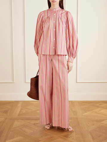 THIERRY COLSON Yana striped cotton-poplin blouse