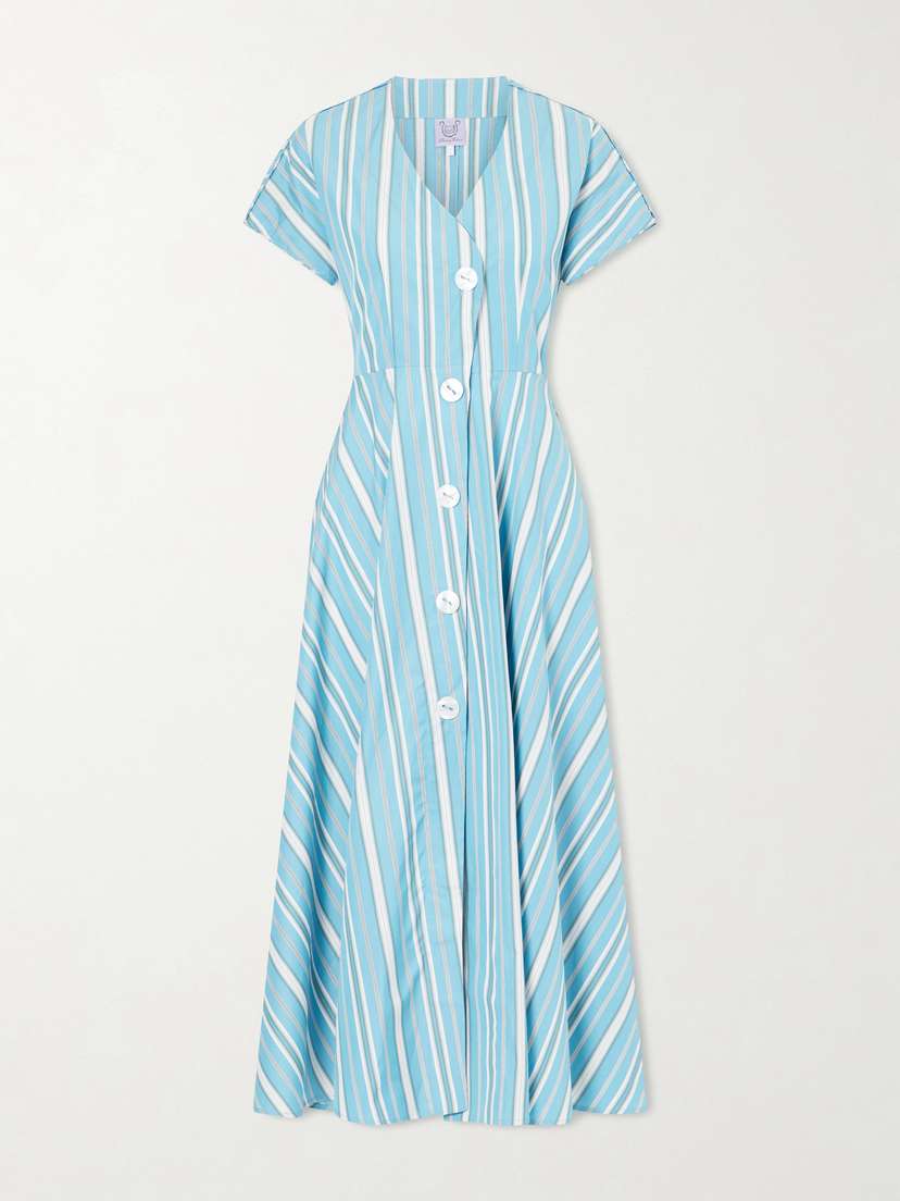 Thierry Colson Cassandra Striped Cotton-poplin Midi Dress