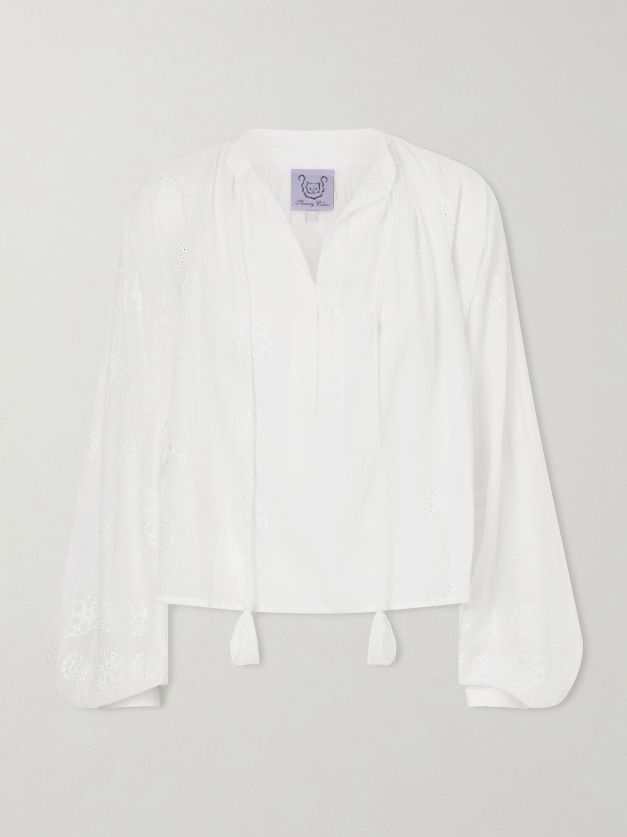 Thierry Colson Guise Embroidered Cotton Blouse In Neutral