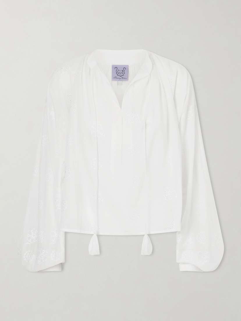 Thierry Colson Guise Embroidered Cotton Blouse