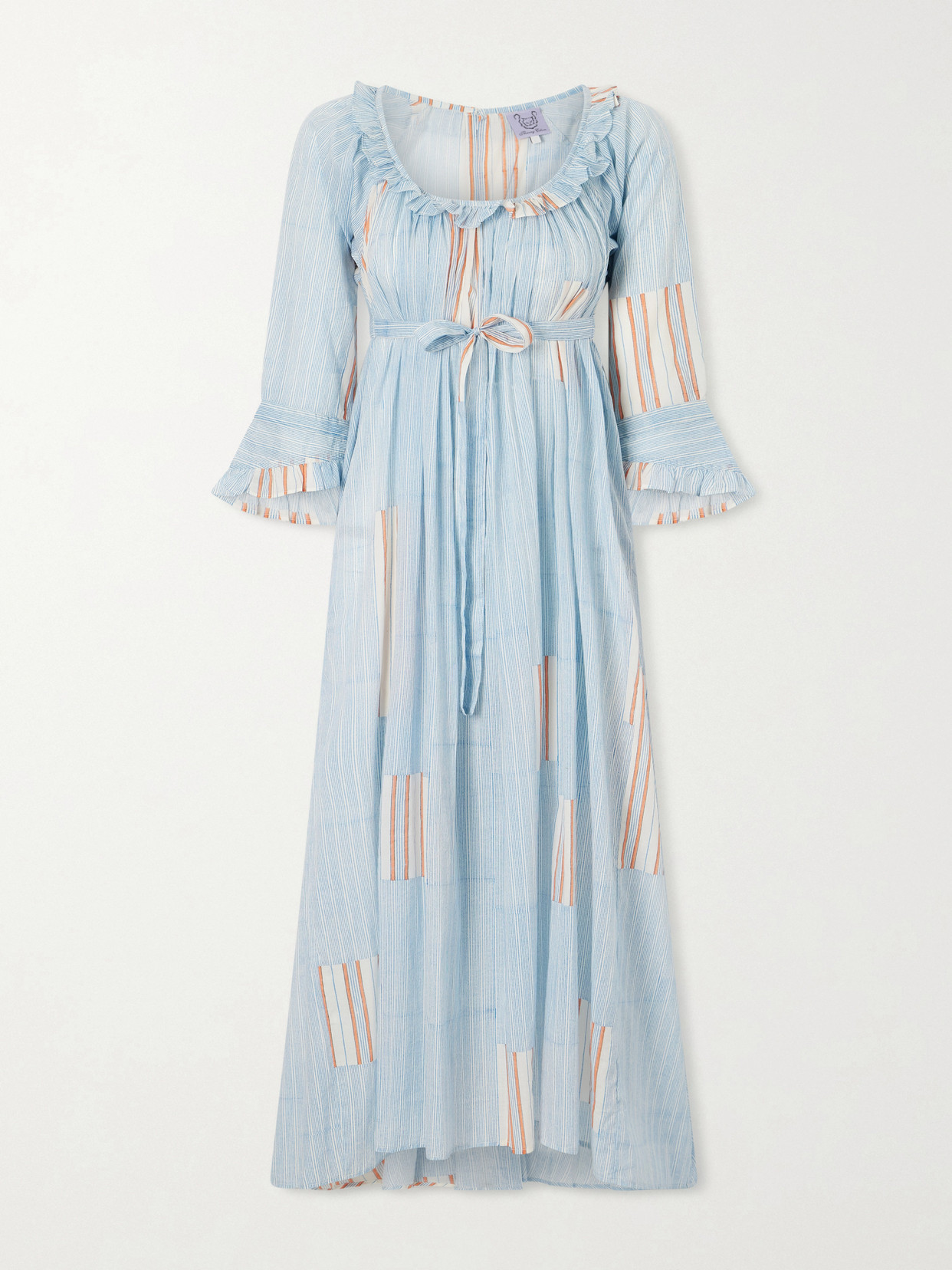 Thierry Colson Antoinette Ruffled Printed Cotton-voile Midi Dress In Blue