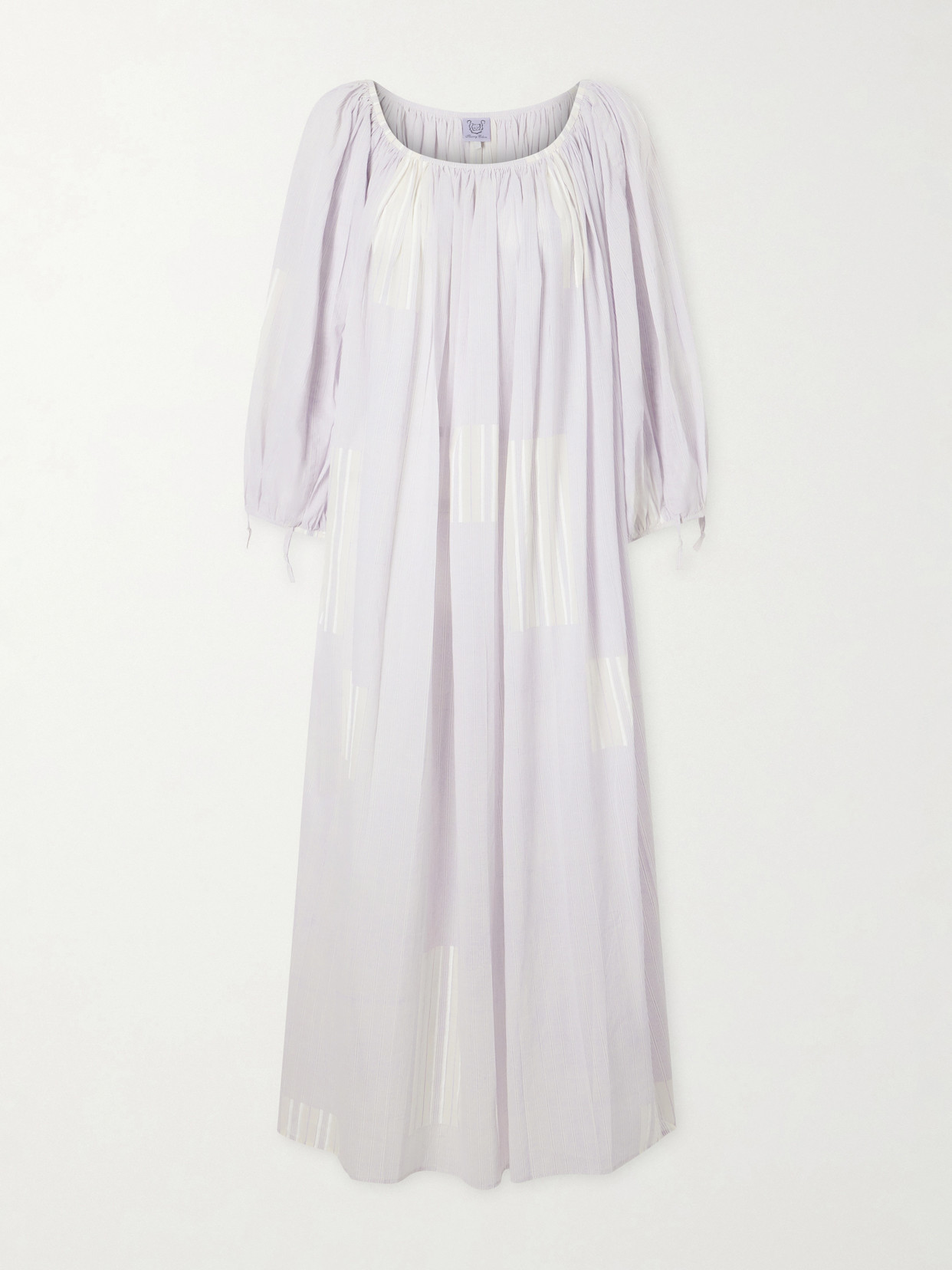 Thierry Colson Athenaïs Gathered Striped Cotton-voile Maxi Dress In White