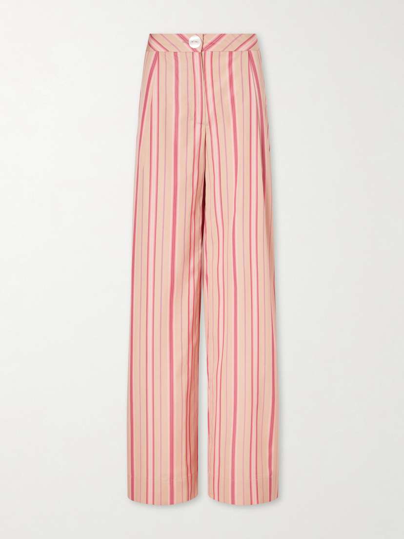 Thierry Colson Loulou Pleated Striped Cotton-poplin Wide-leg Pants