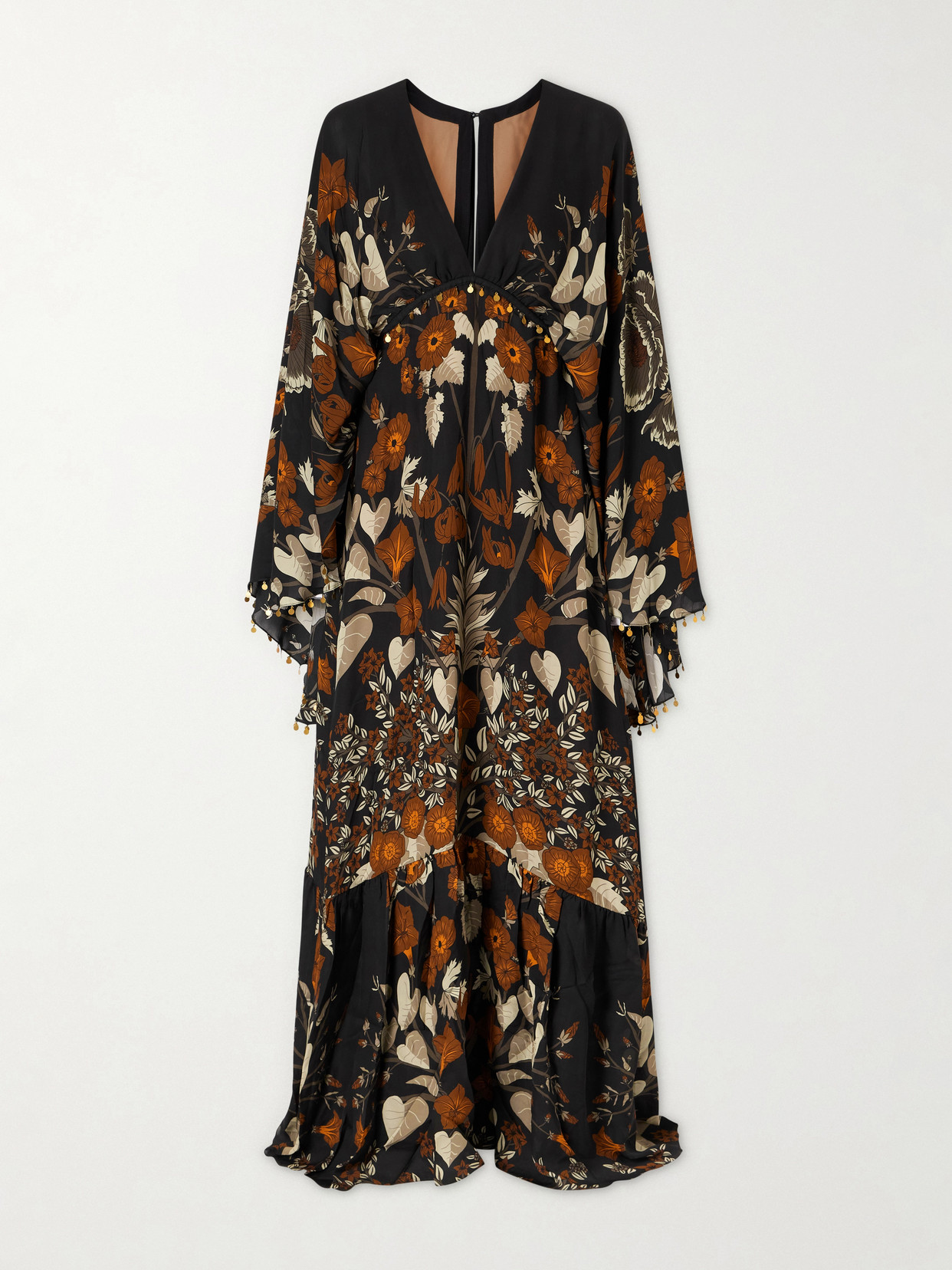 Johanna Ortiz Wildflower Rites Printed Silk-georgette Maxi Dress In Brown