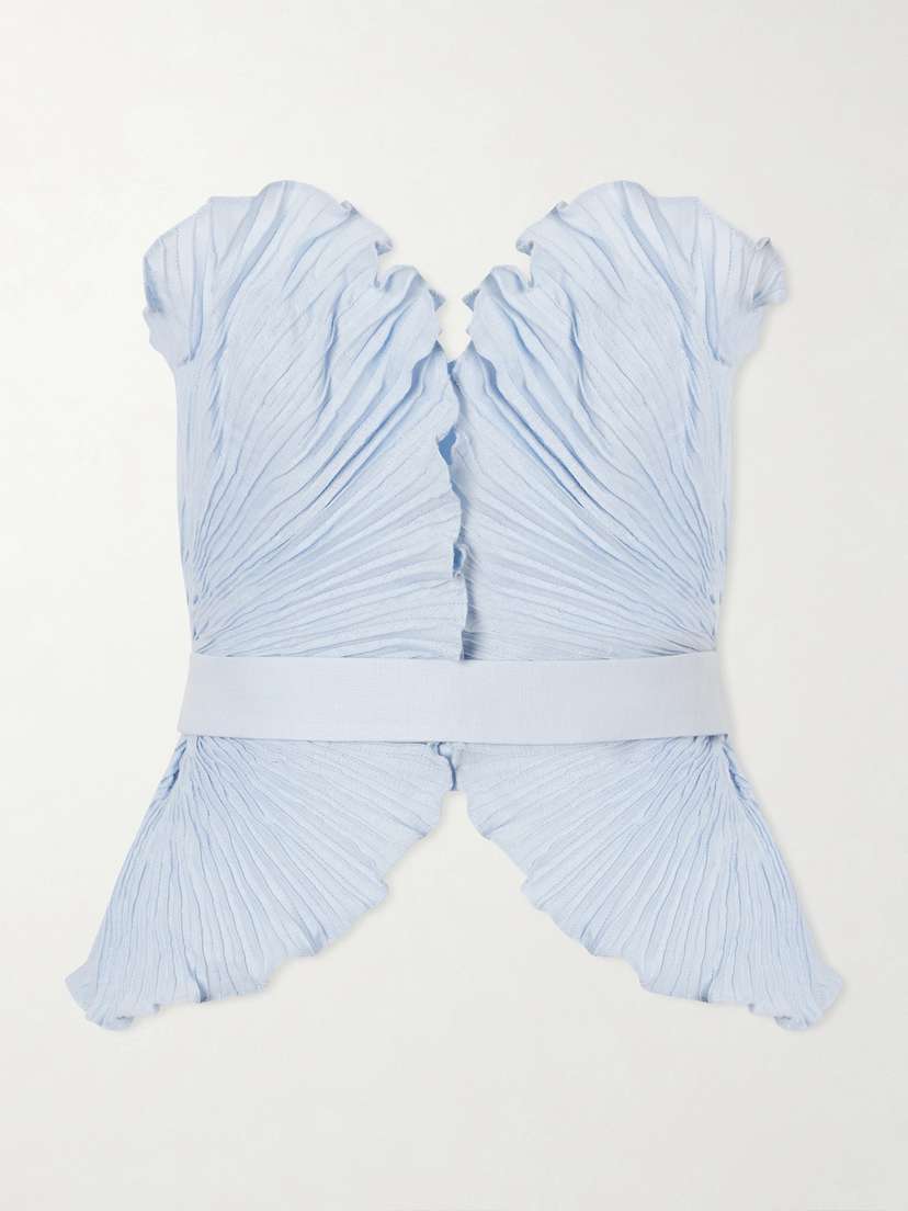 ANDRES OTALORA De Tres Strapless Pleated Linen Top