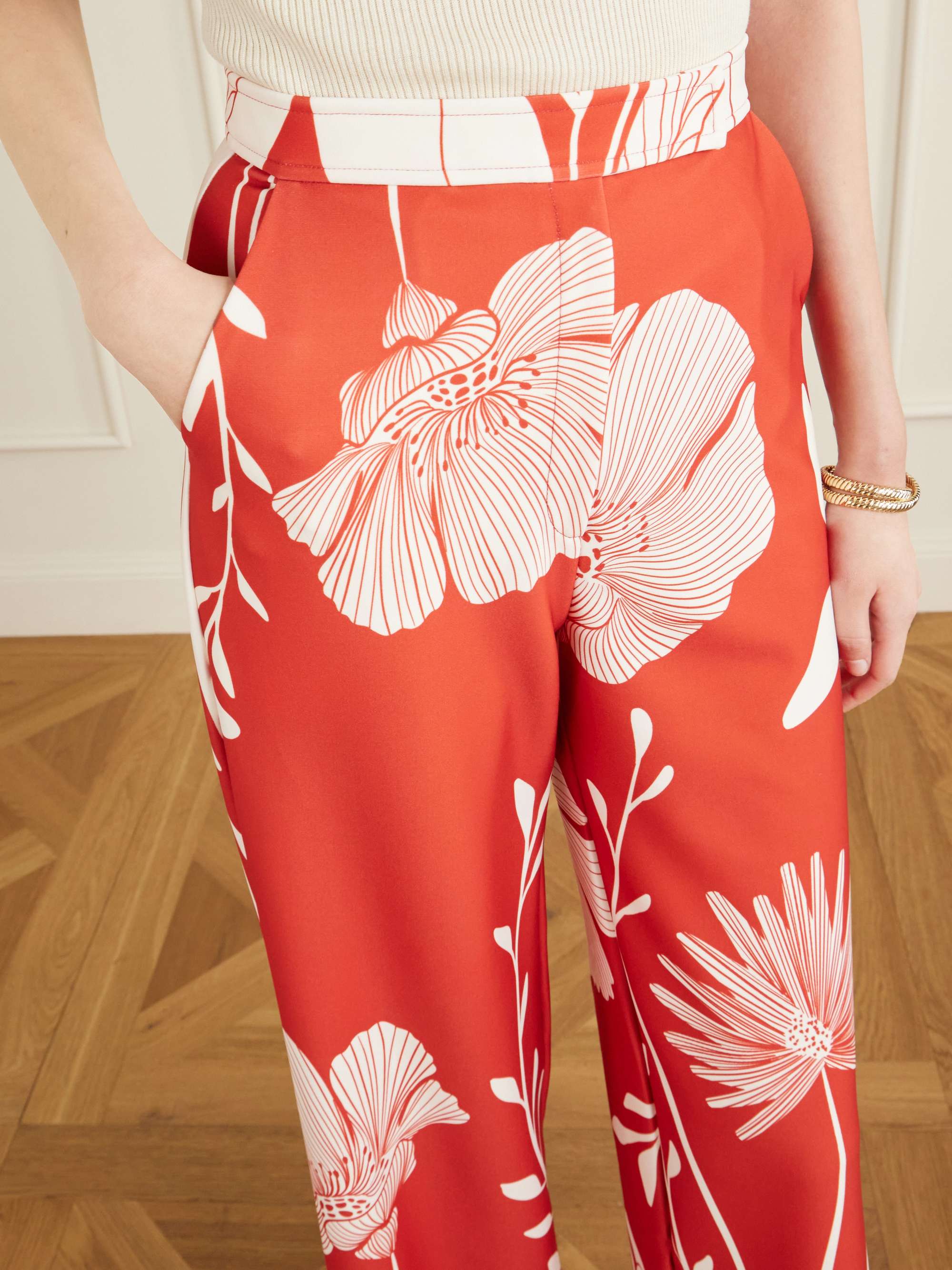 ANDRES OTALORA Ama Y Haz floral-print satin-jersey wide-leg pants