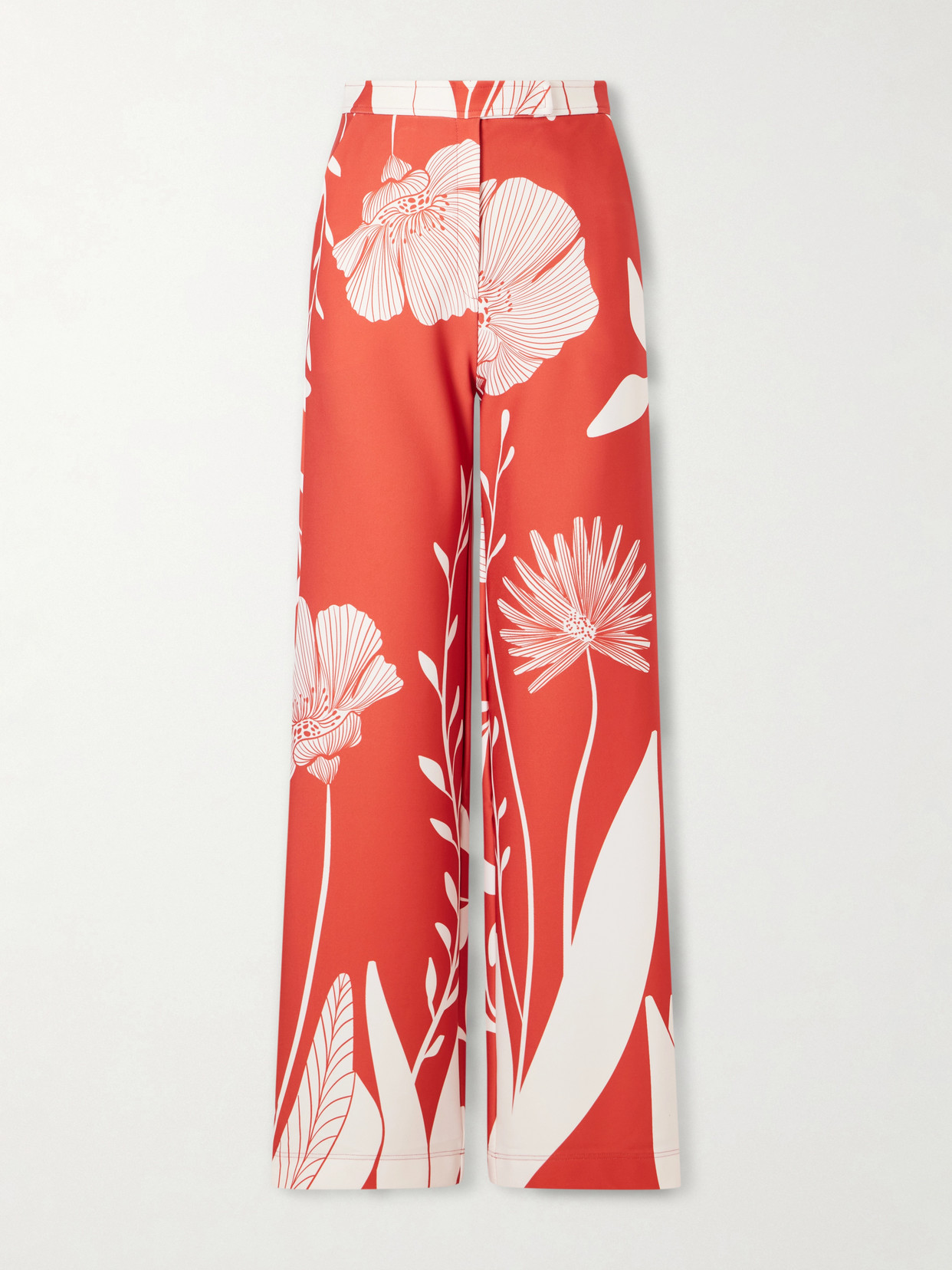 Andres Otalora Ama Y Haz Floral-print Satin-jersey Wide-leg Pants In Red