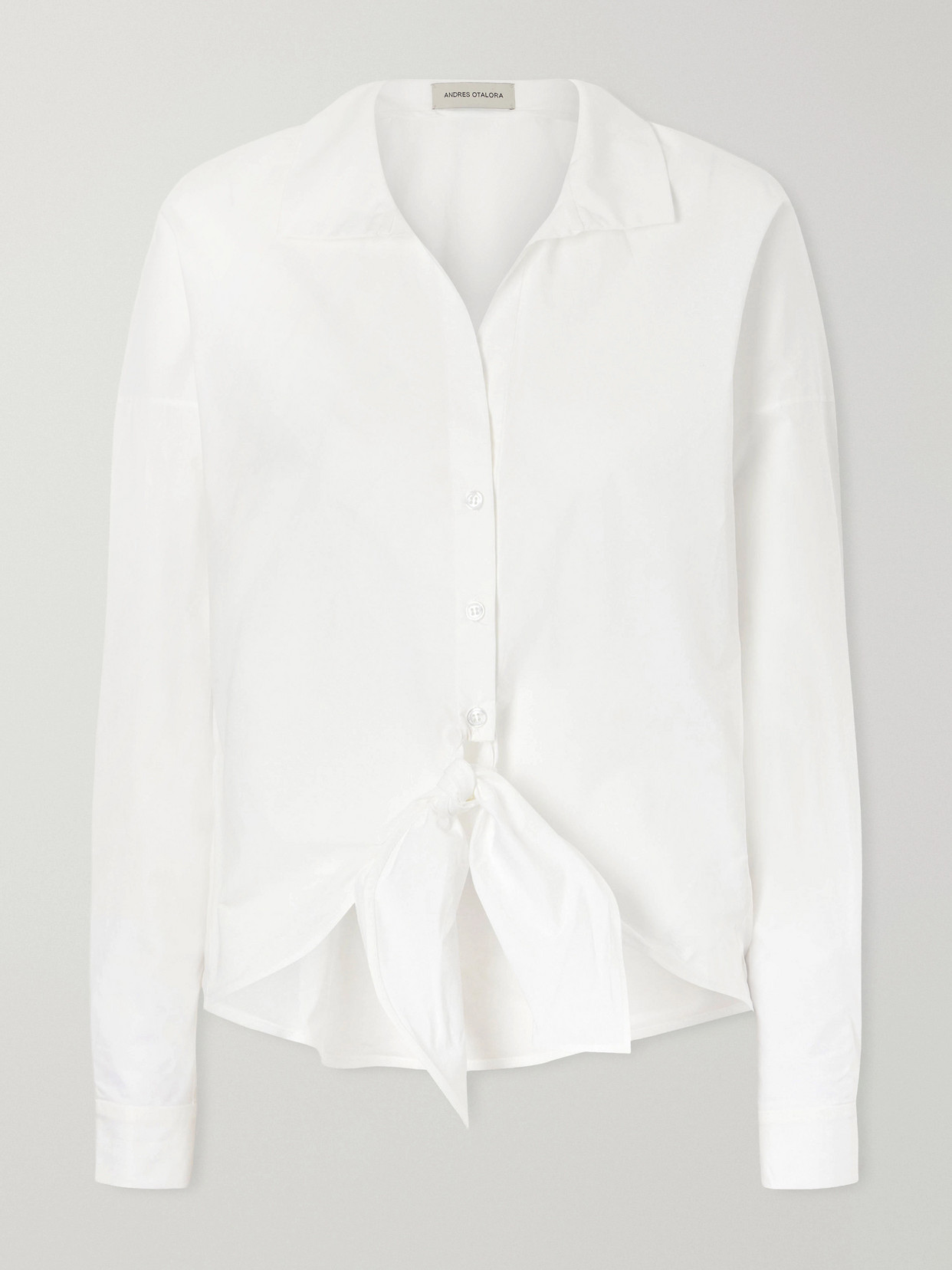 Andres Otalora Luz Envolvente Knotted Cotton Shirt In White