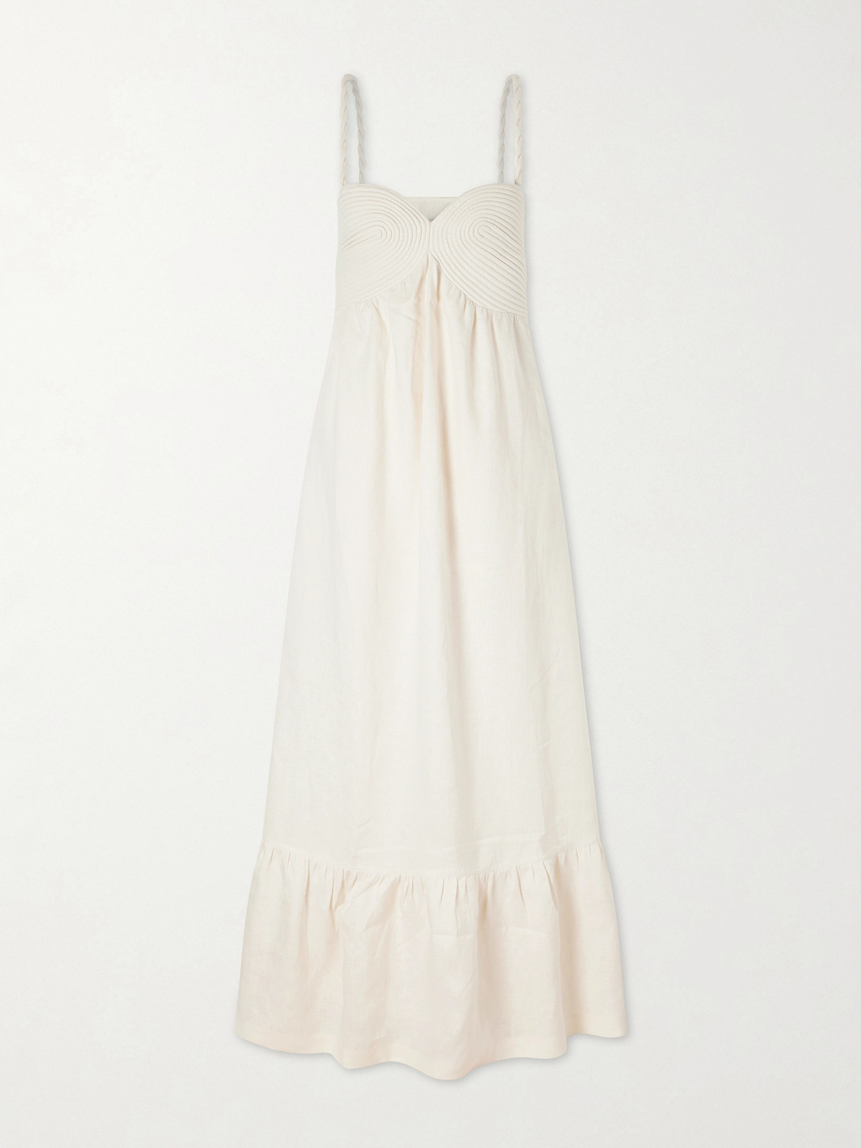 Andres Otalora Tu Esencia Embroidered Tiered Linen Maxi Dress In White