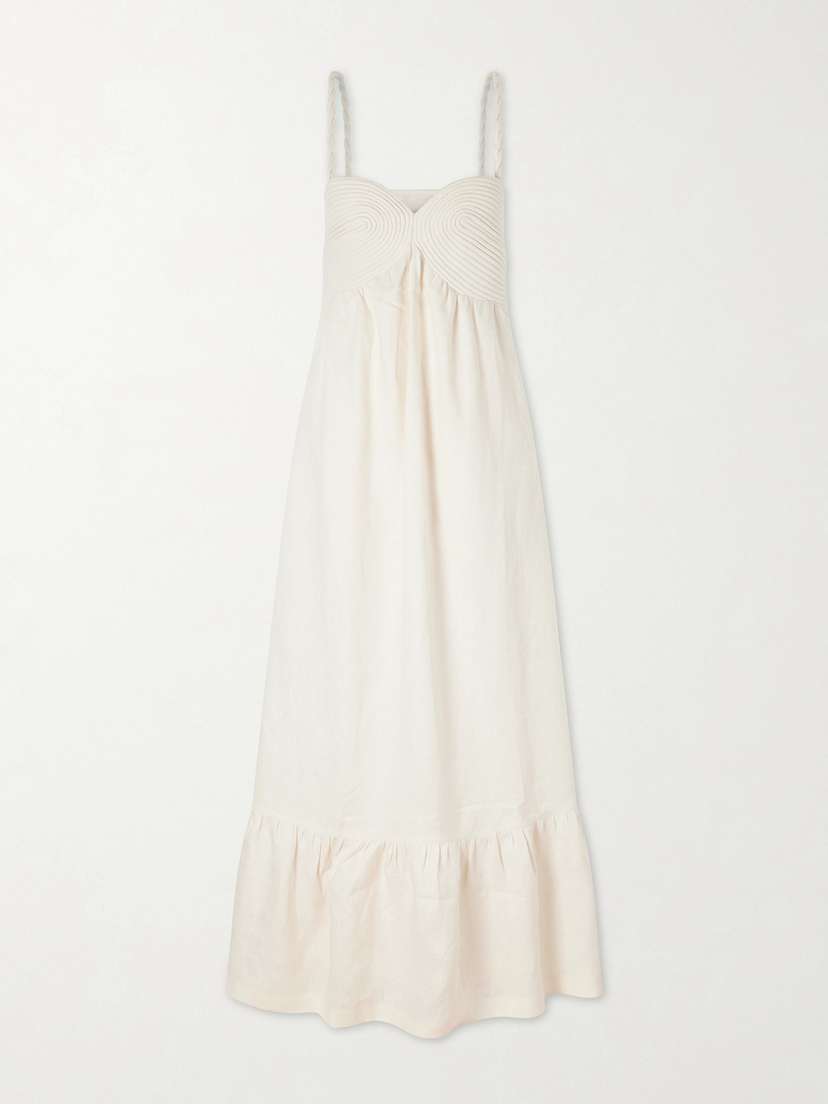 ANDRES OTALORA Tu Esencia Embroidered Tiered Linen Maxi Dress