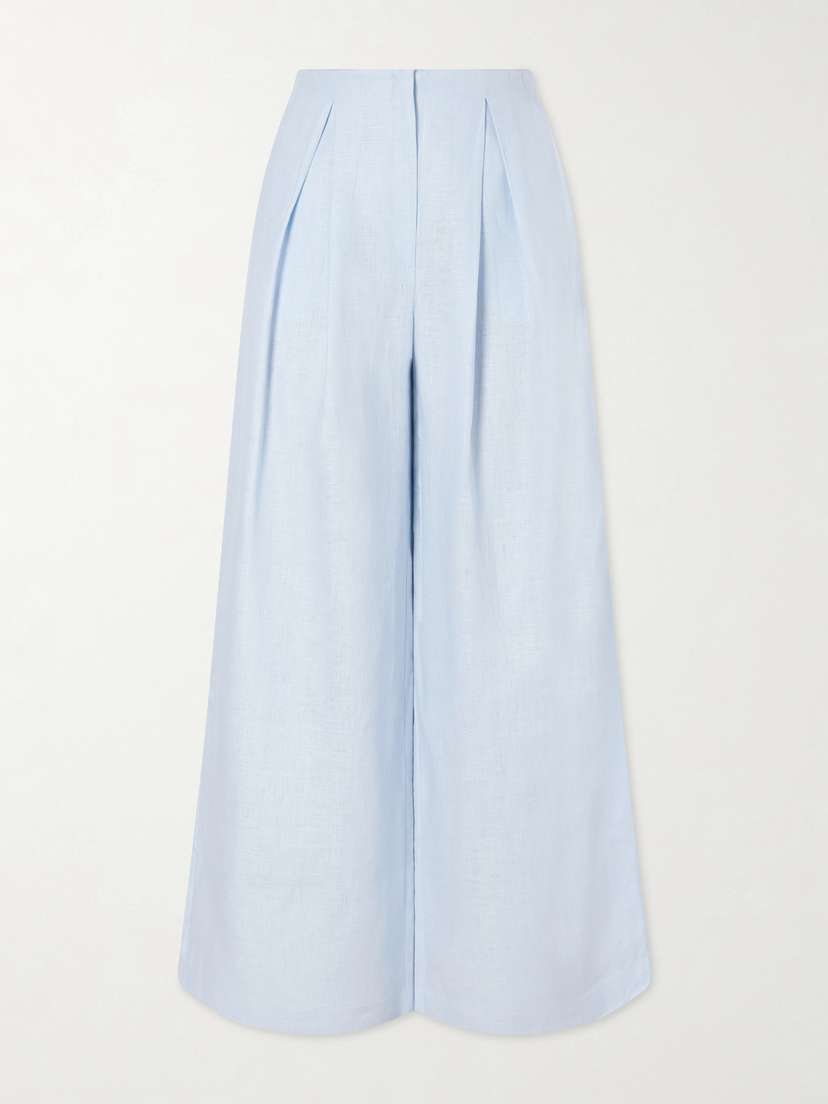 ANDRES OTALORA Naces Pleated Linen Wide-leg Pants