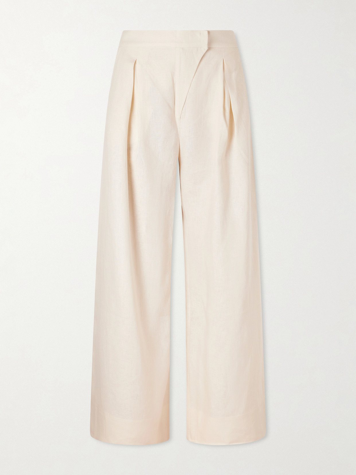 Andres Otalora Hydra Pleated Linen Wide-leg Pants In White