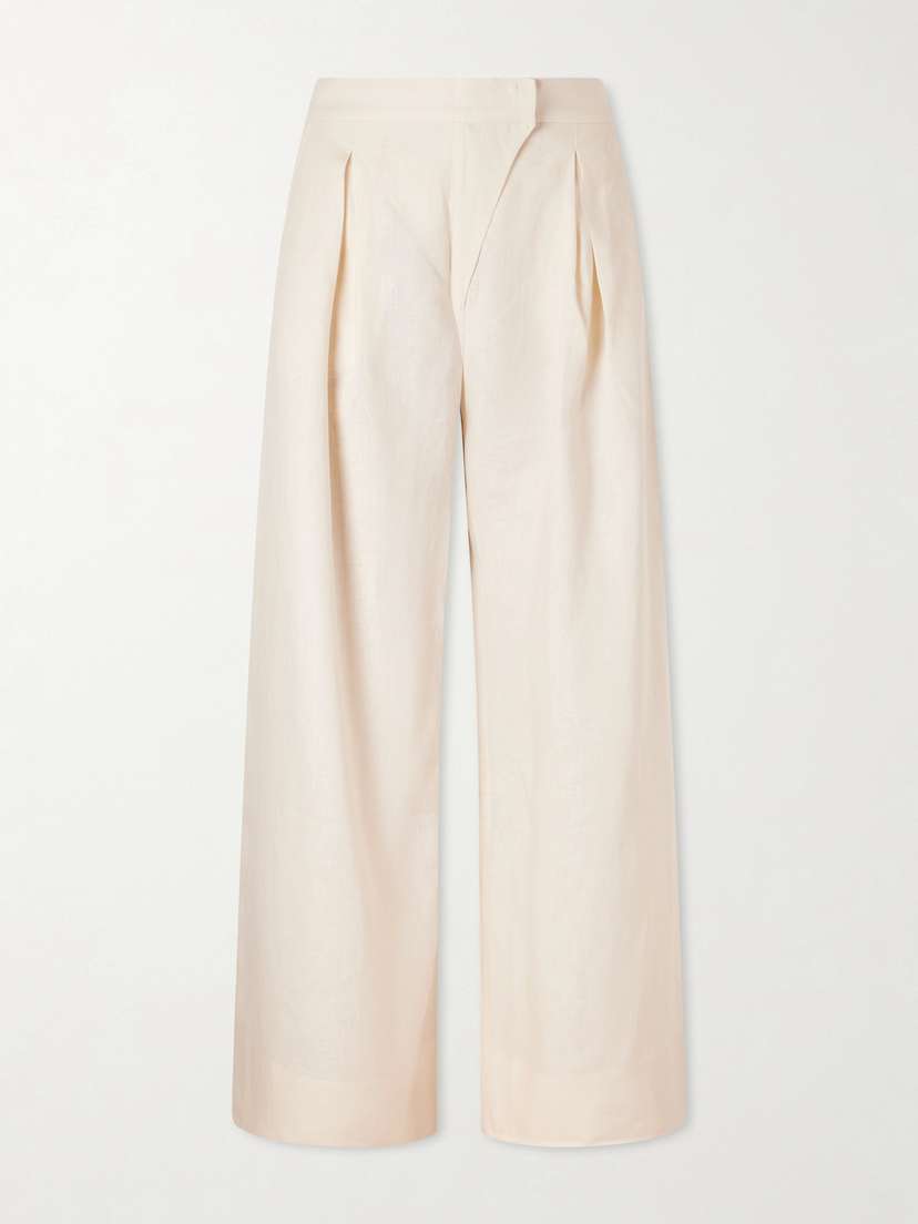 ANDRES OTALORA Hydra Pleated Linen Wide-leg Pants