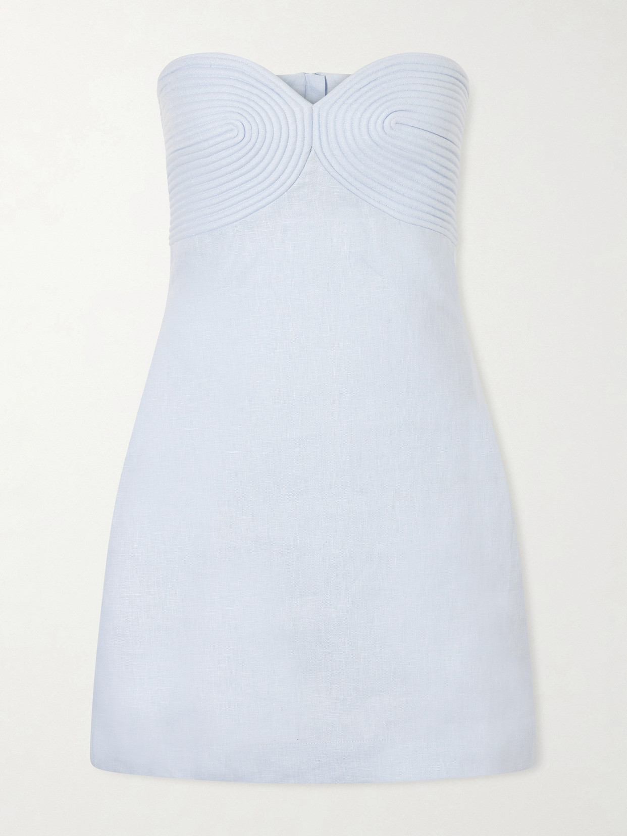 Andres Otalora Amari Ama Strapless Embroidered Linen Mini Dress In Blue
