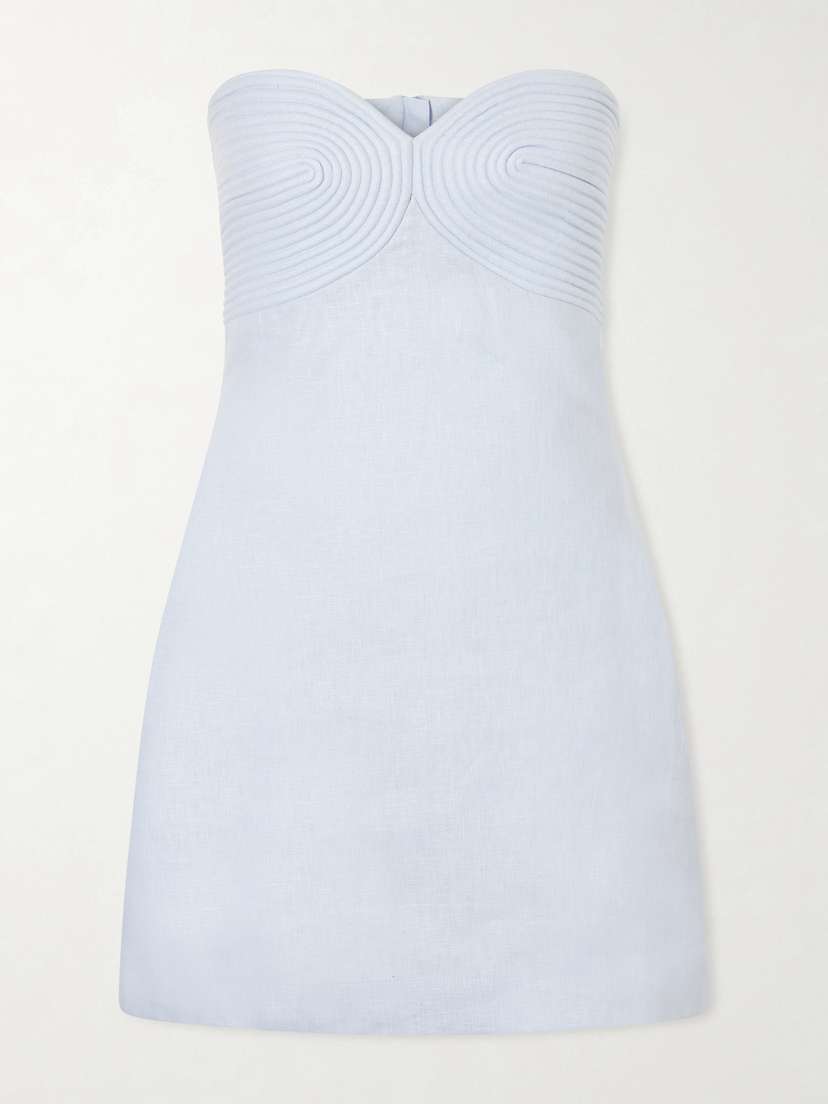 ANDRES OTALORA Amari Ama Strapless Embroidered Linen Mini Dress