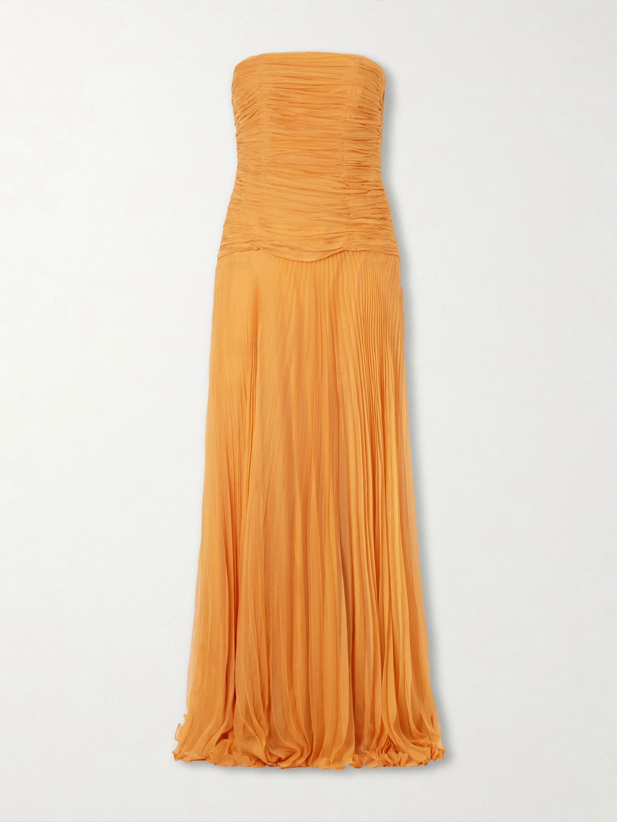 Puente de Sol pleated crinkled silk-chiffon maxi dress