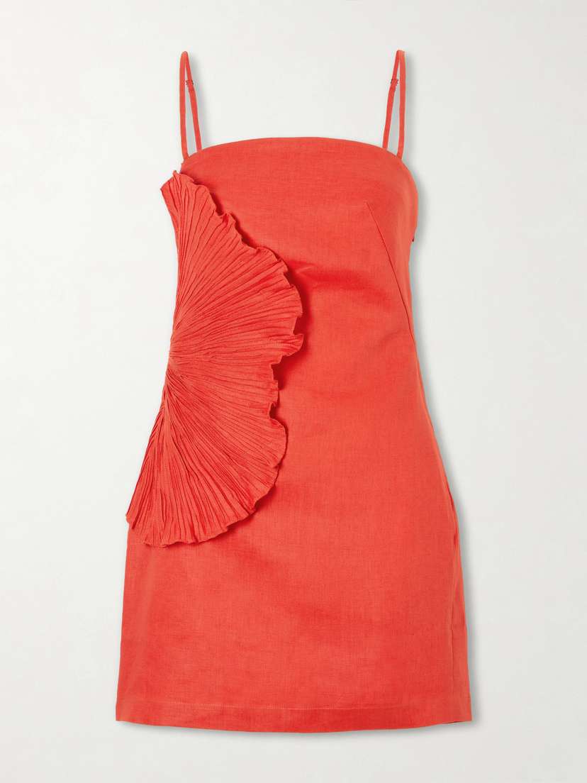 ANDRES OTALORA Respiro Lento Embellished Linen Mini Dress