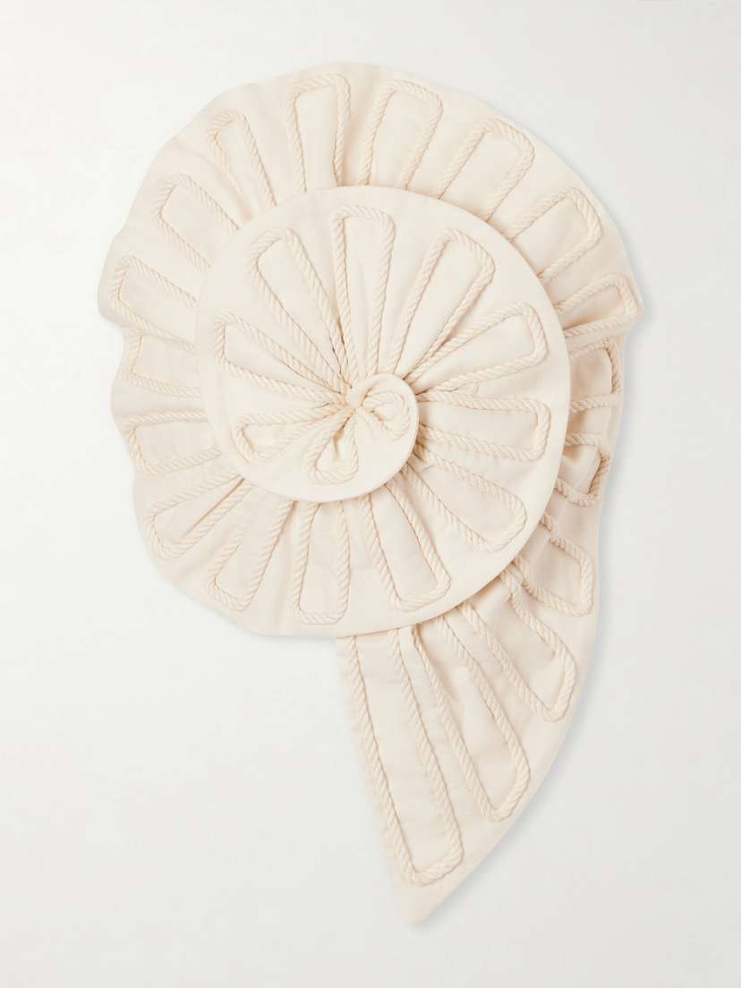 ANDRES OTALORA Cosmos Strapless Cropped Embroidered Linen Top