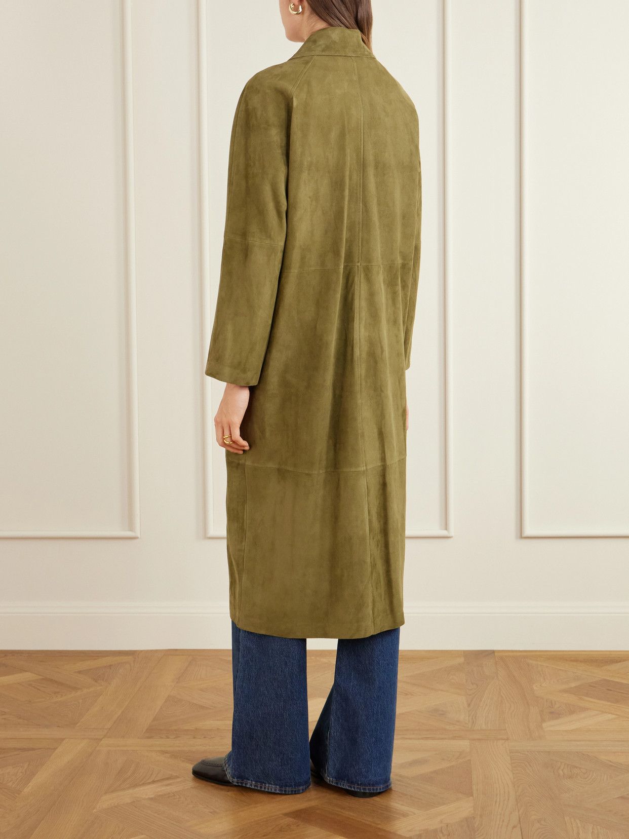 Arma Judy Button Suede Coat In Green