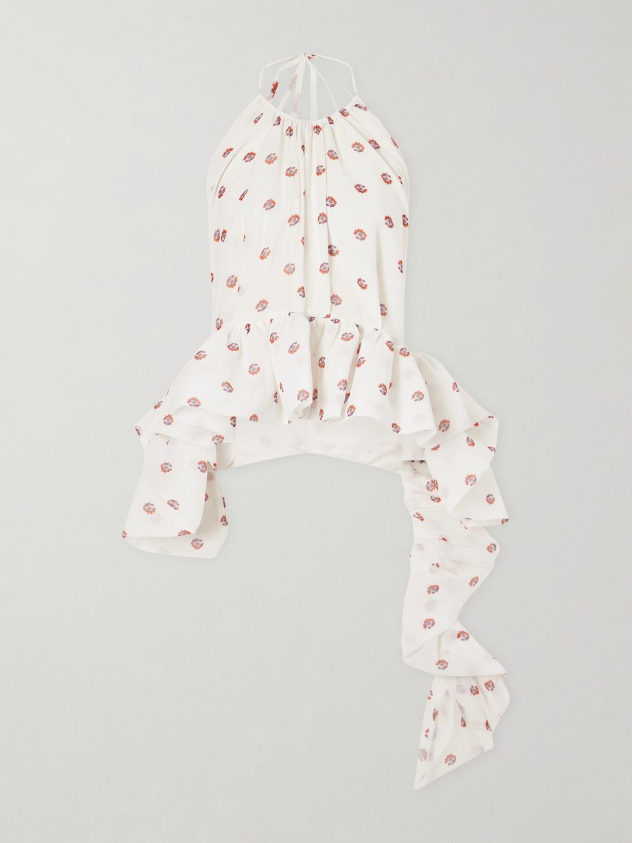 Tamara printed silk-chiffon peplum blouse