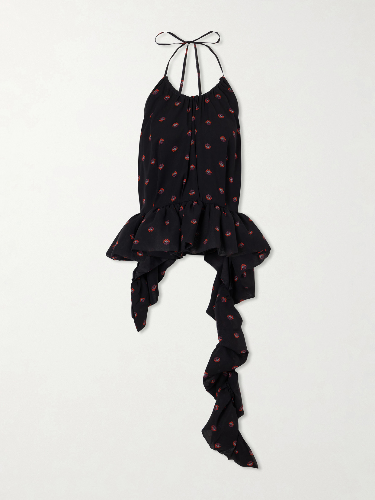 Liberowe Tamara Printed Silk-chiffon Peplum Blouse In Black
