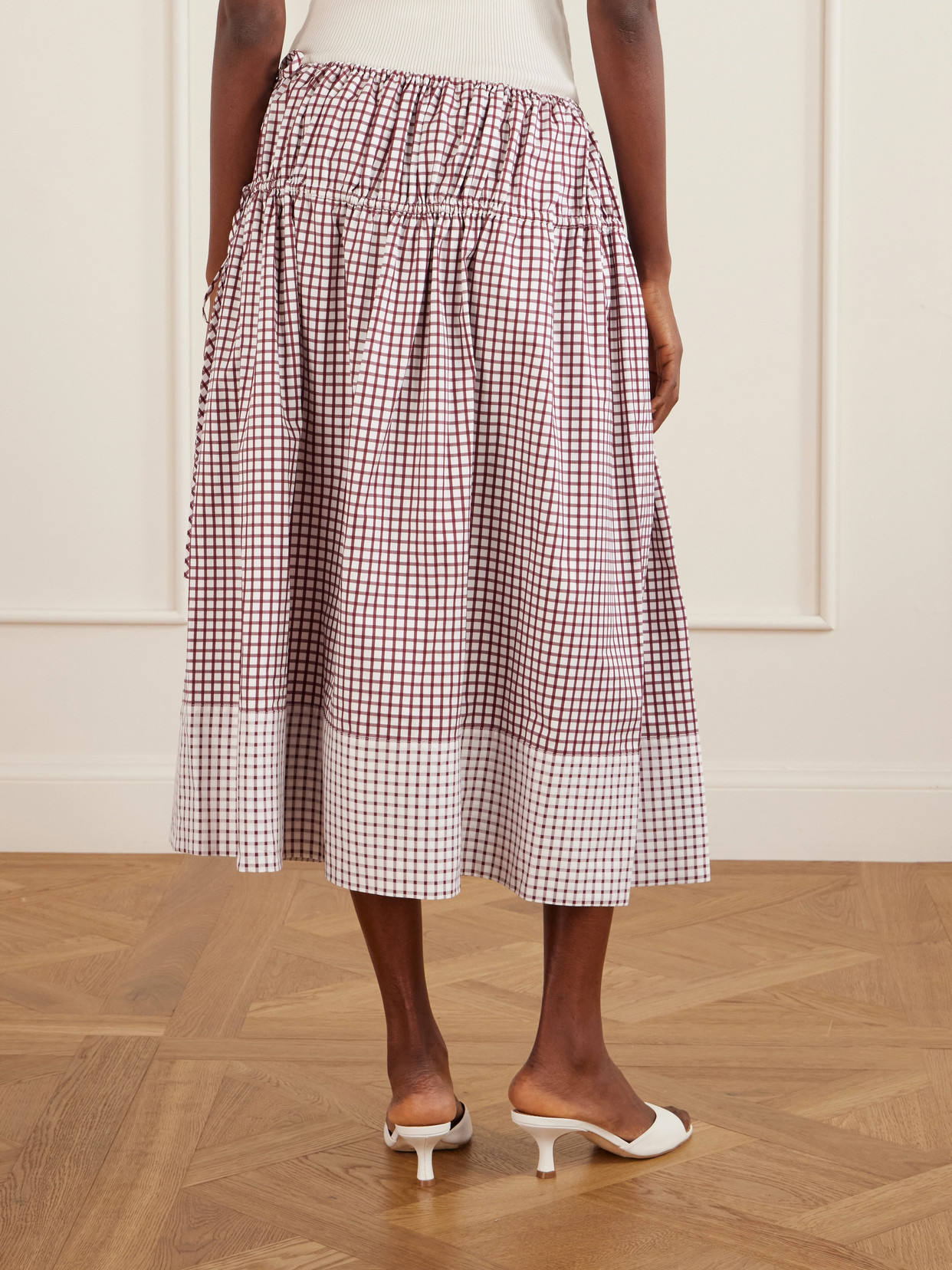 Eve Tiered Checked Cotton Midi