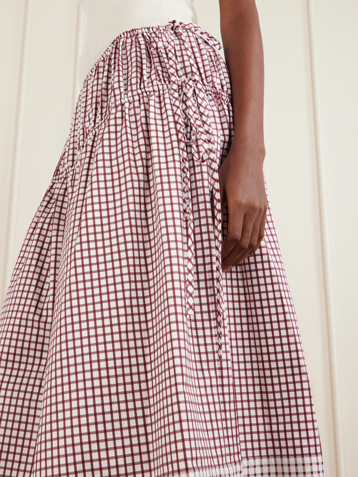 Eve Tiered Checked Cotton Midi