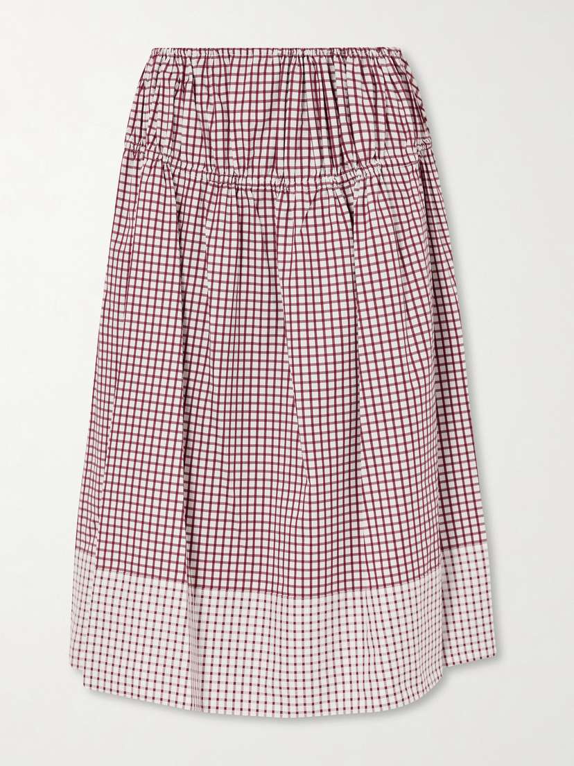 LIBEROWE Eve Tiered Checked Cotton Midi Skirt