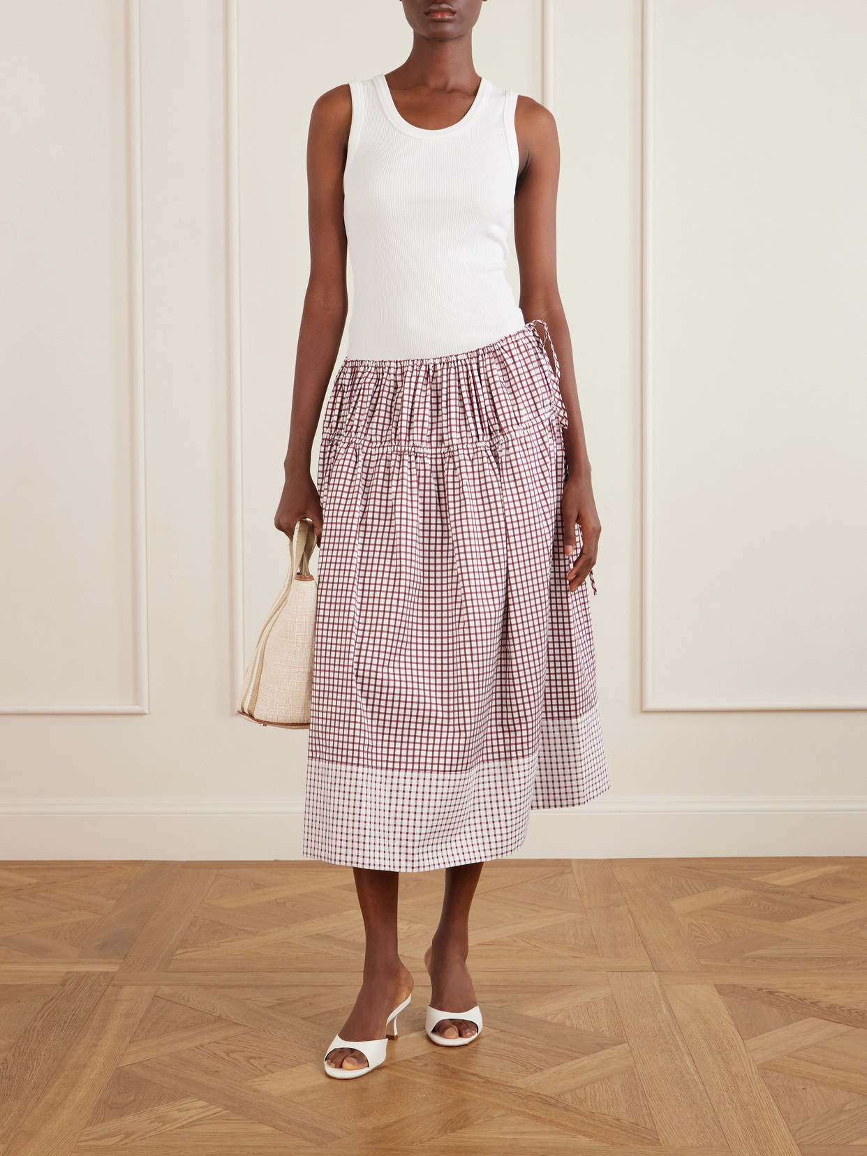 Eve Tiered Checked Cotton Midi