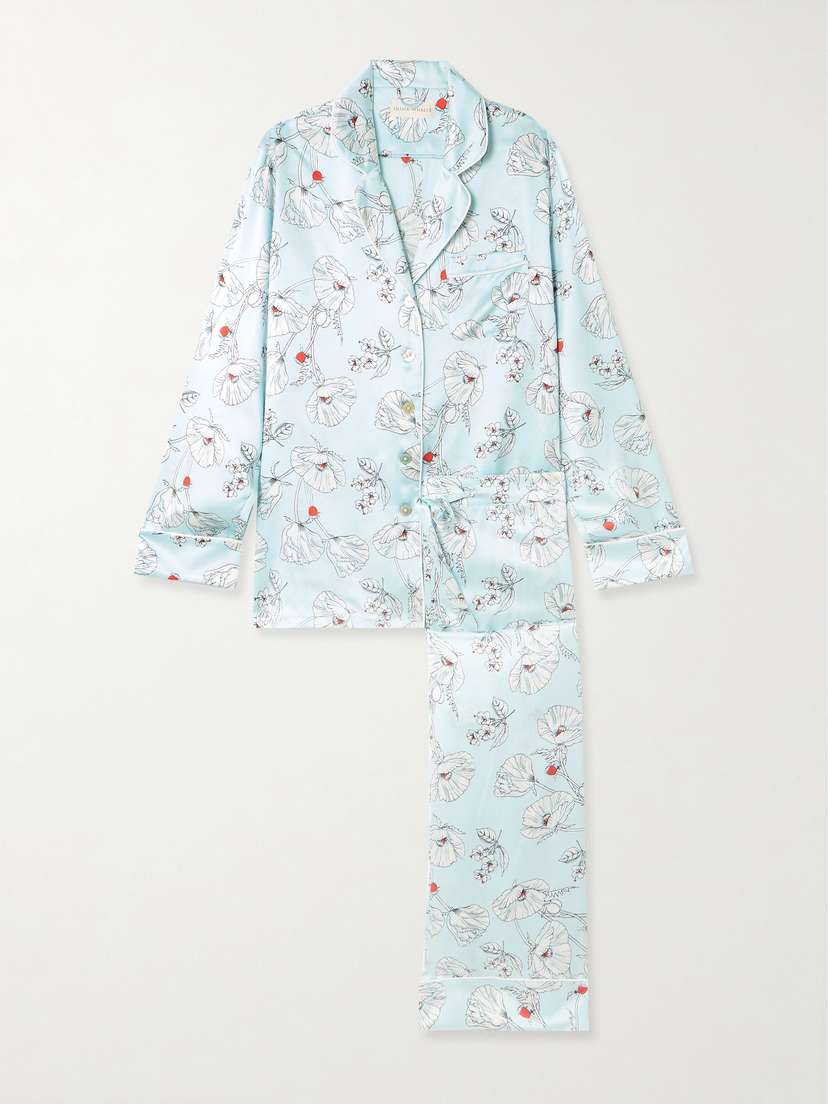 Olivia von Halle Lila Printed Silk-satin Pajama Set