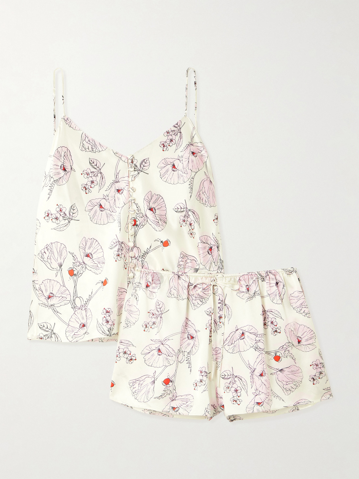 Olivia Von Halle Etta Printed Silk-satin Pajamas In Multi