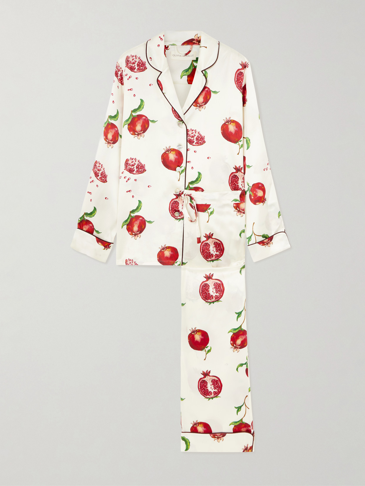 Olivia Von Halle Lila Printed Silk-satin Pajama Set In Multi