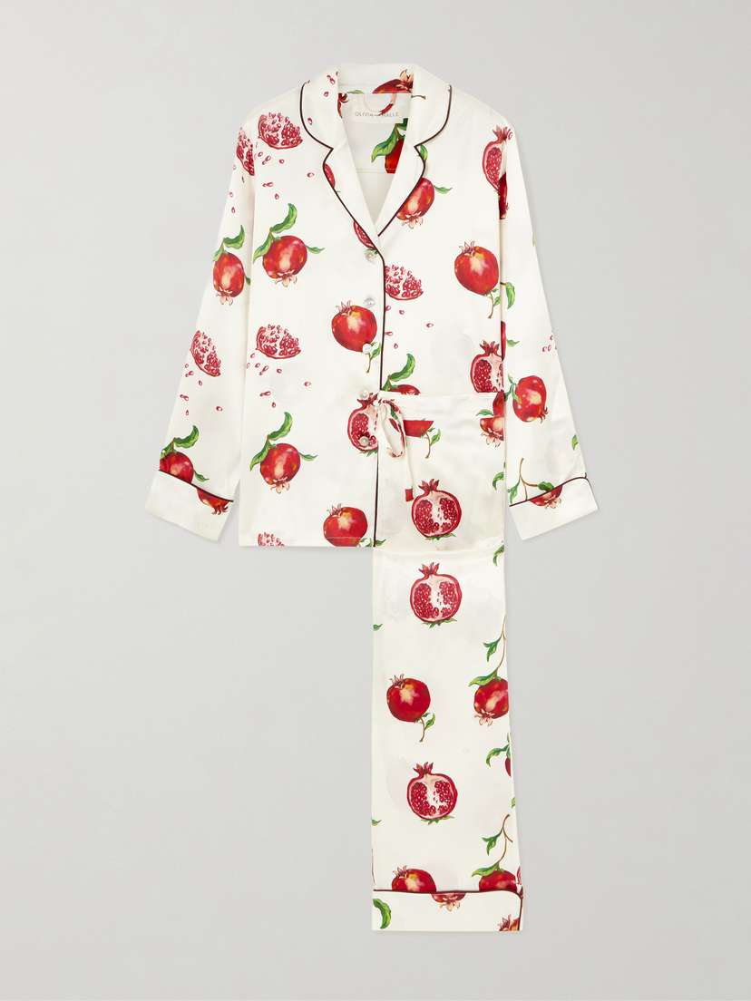 Olivia von Halle Lila Printed Silk-satin Pajama Set