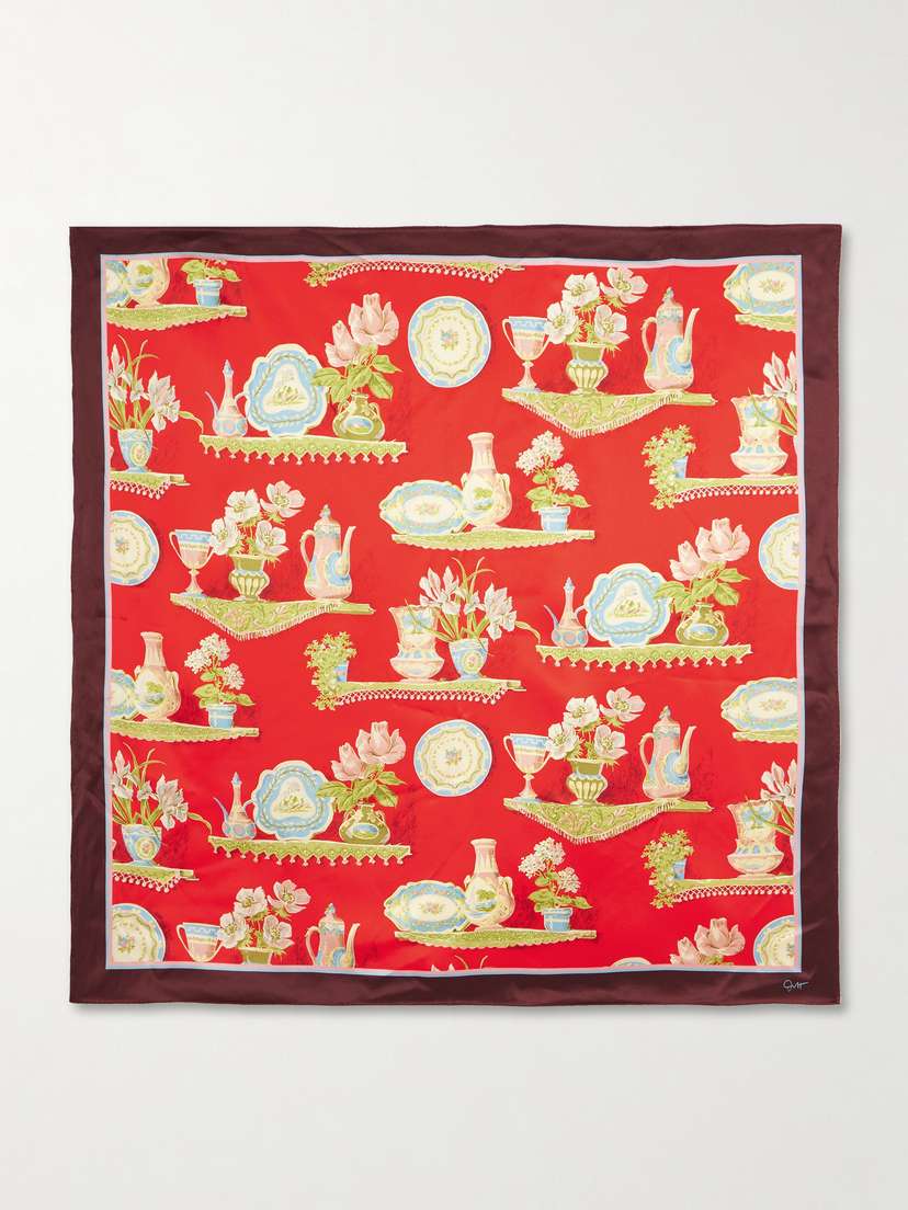 Olivia von Halle Dunaway Printed Silk-satin Scarf