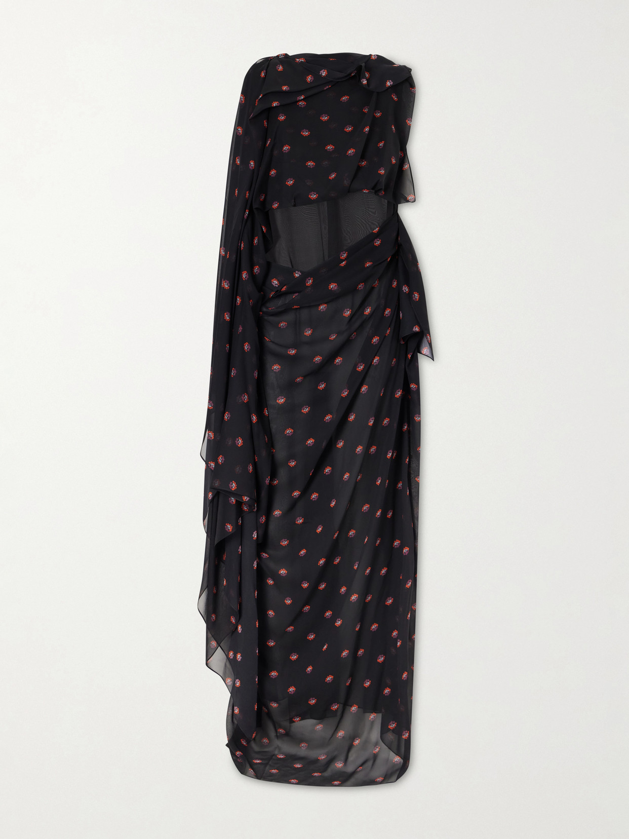Liberowe Floral-print Silk-chiffon Gown In Black