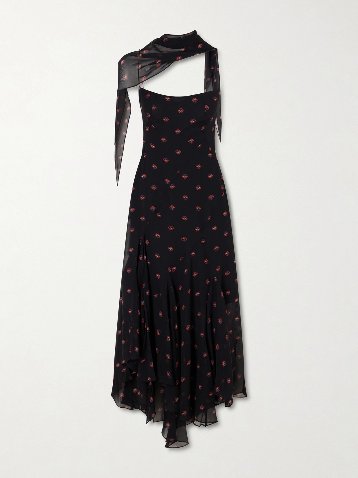 Liberowe Aubrey Floral-print Silk-chiffon Gown In Black