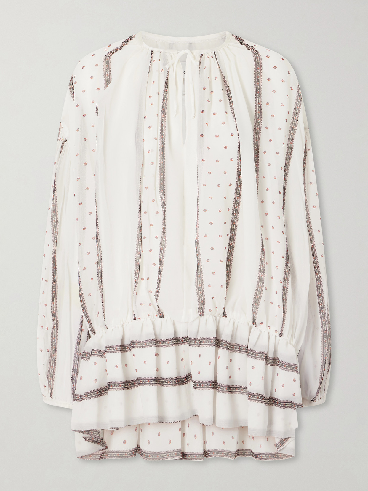 Liberowe Isla Printed Gathered Silk-chiffon Mini Dress In White
